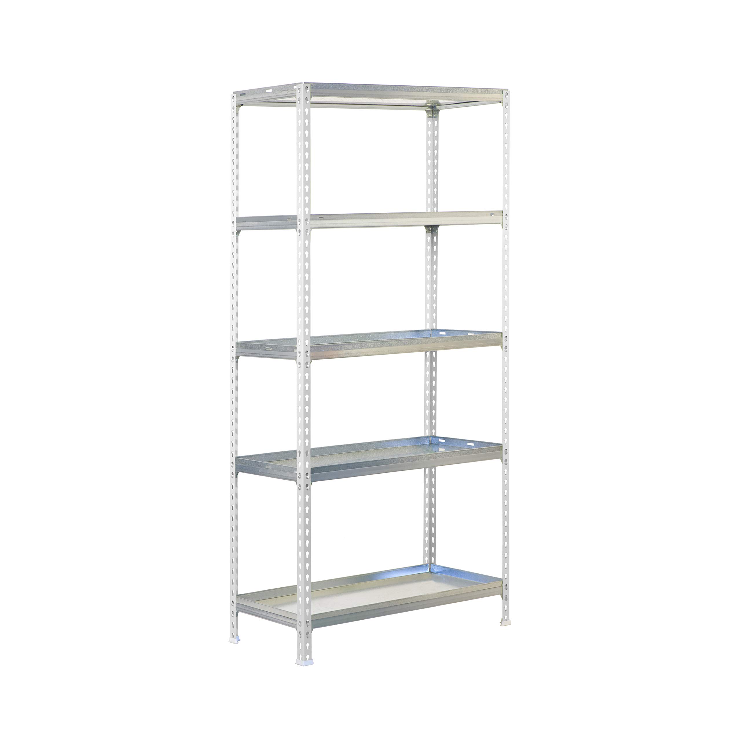 Simon Rack Estanteria para Plantas, Huerto Vertical, 1800x900x400 mm, 180 kg de Punto Flexión, 5 Estantes, Estanteria Plantas, Blanco/Galva - Simon Garden
