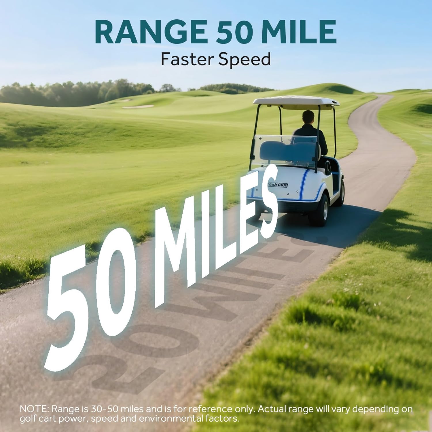 OGRPHY 36V Lithium Golf Cart Battery, Built in Smart 200A BMS(1000A Peak Current), with Charger, Touch Monitor & Mobile APP, 4000+ Cycles Max 7.68kW Output, 70 Miles Range for Golf Cart(150AH)