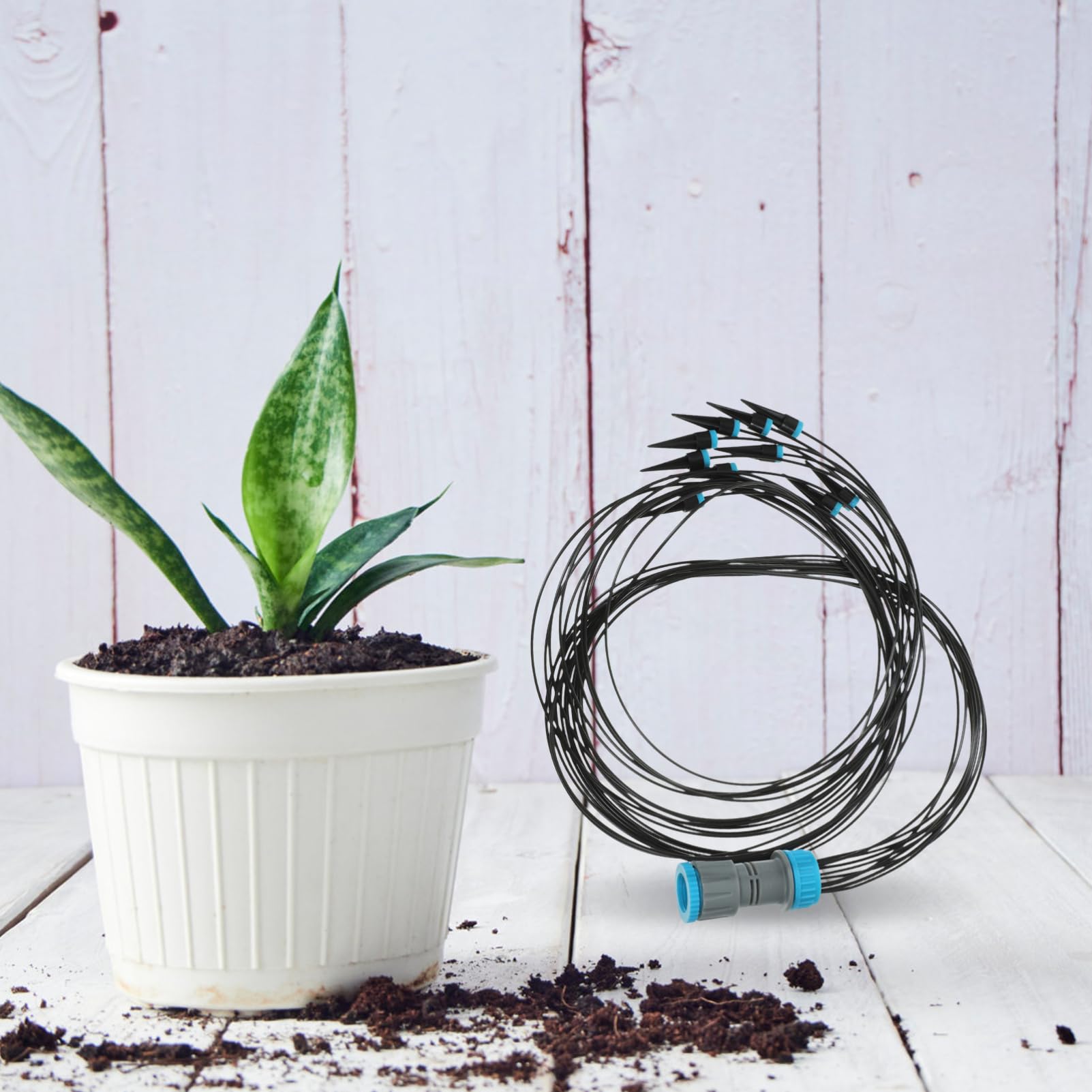 UKCOCO 4 Piezas Dispositivo Automático de Riego para Plantas Sistema de Auto Riego con Boquilla para Jardín para Macetas y Flores Casa y Oficina