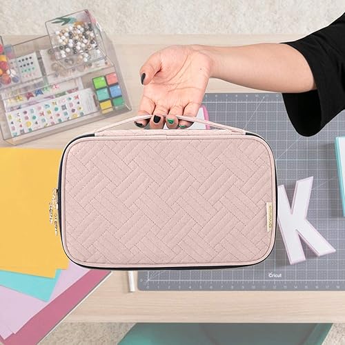 Vista 14 de Yarwo Estuche de transporte compatible con el juego de herramientas Cricut, bolsa organizadora de accesorios para bolígrafos de manualidades y Negro