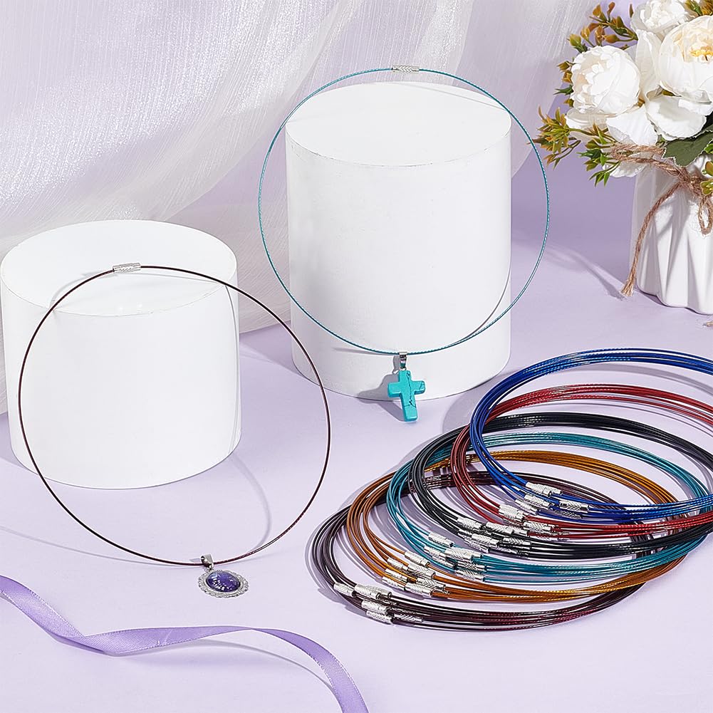UNICRAFTALE Collana in Acciaio Inossidabile 6 Colori, 60 Pz, 44.5cm, Girocollo con Chiusura a Vite in Ottone, Cordino per Collana, 14.5cm di Diametro