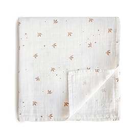 mushie Muslin Baby Swaddle Blanket | 100% Organic Cotton (Sparrow)