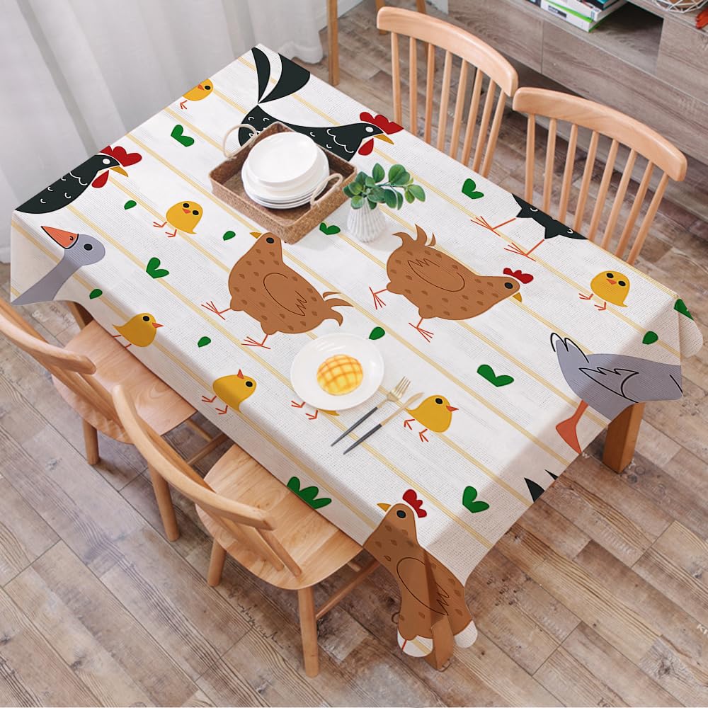 Dalexhm Easter Chicken Seamless Pattern. Funny Layin - A3 Table Cloth Wipe Clean Rectangular, Wipeable Tablecloths,Dining Table Cover For Kitchen Outdoor Garden Table,Easter Chicken Seamless Pattern. Funny Laying Hens With Baby Chicks And E,54X72 In