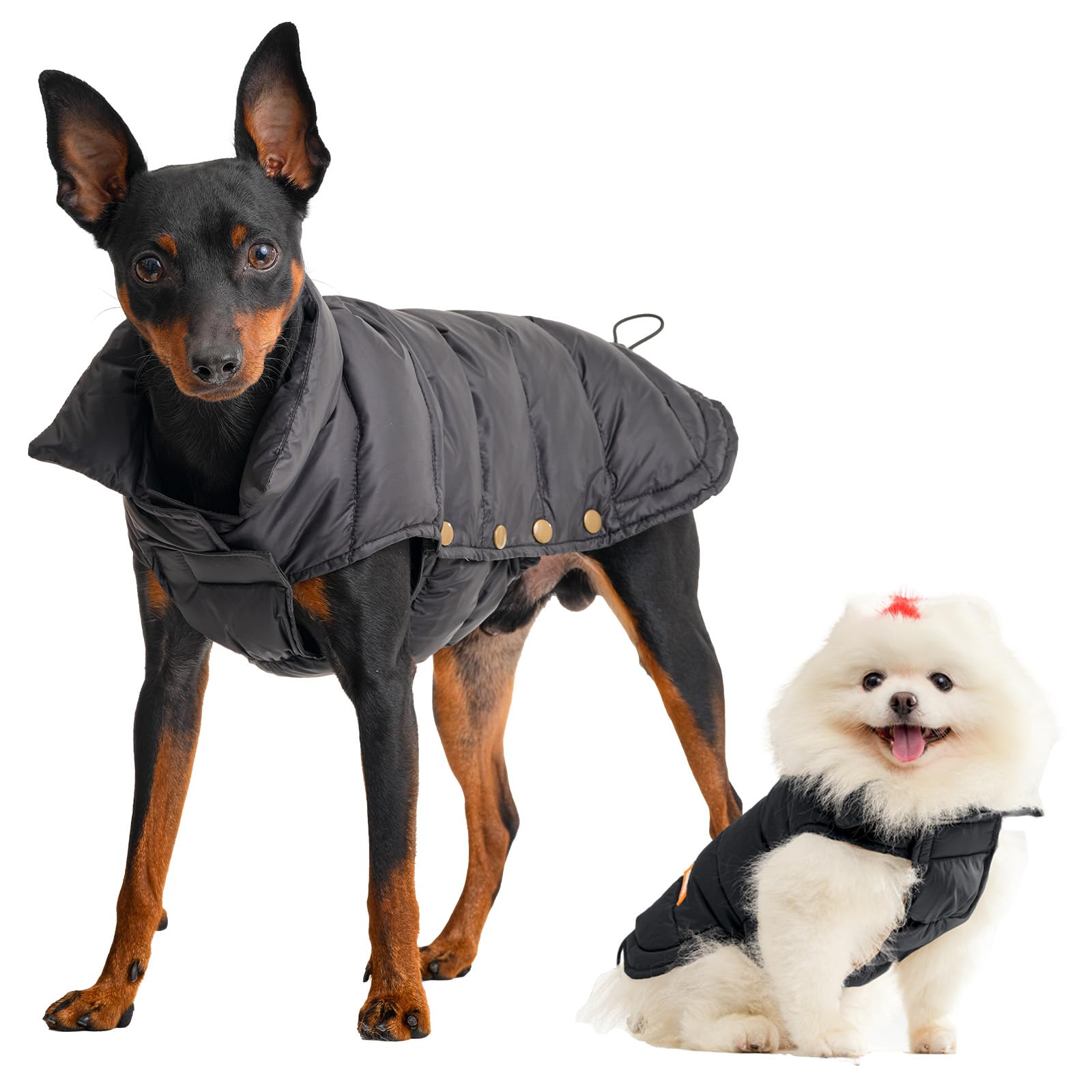 Warm Dog Down Puffer Jacket,Filled Nature Duck Down,Packable Lightweight Water-Resistant Puffer Jacket for Dog,Cold Weather Winter Coats for Dog,Classical Style(Black, S)