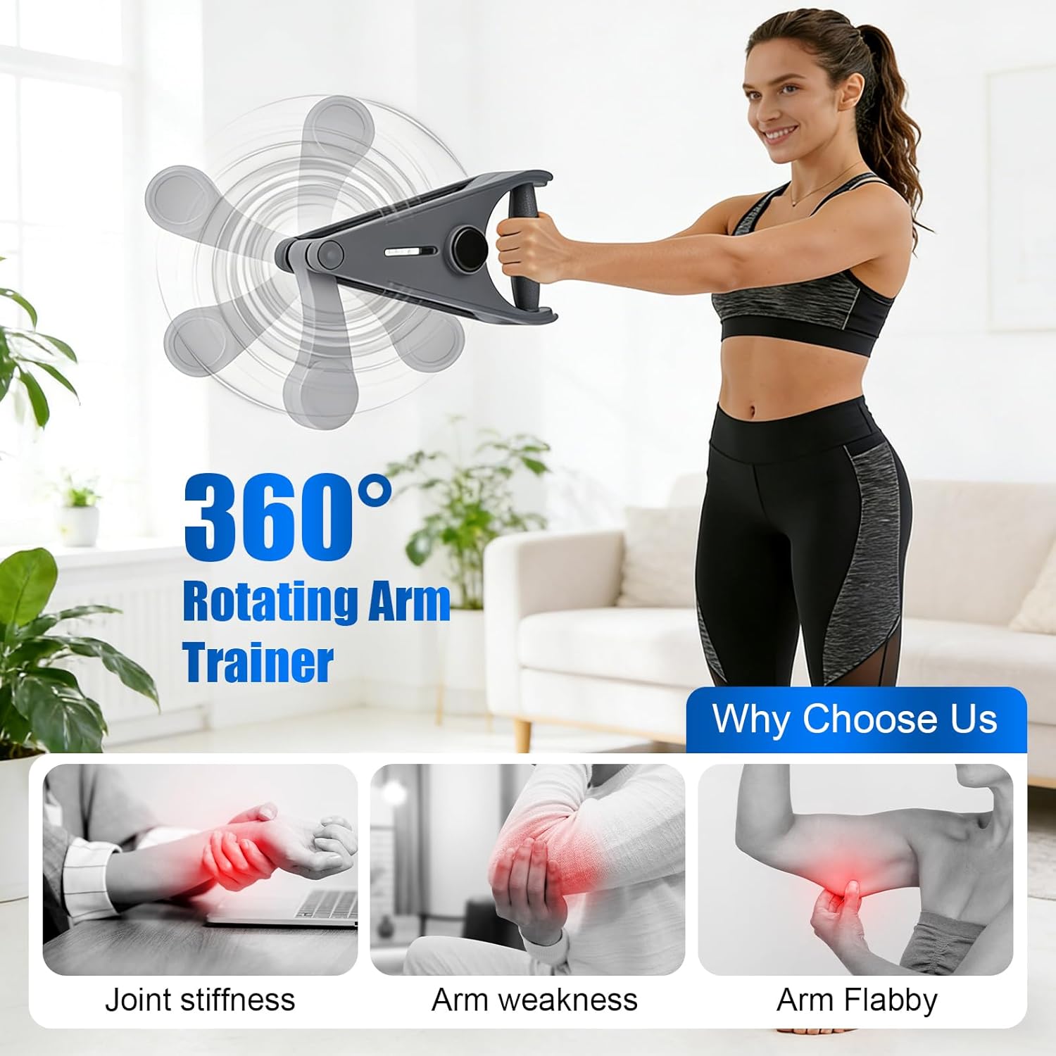 Arm Trainer for Men & Women,Home Forearm Workout Equipment with Silent Metal Bearing,Widened Grip for Strength Training - Targets Forearm, Shoulder & Biceps, Gray - Image 2