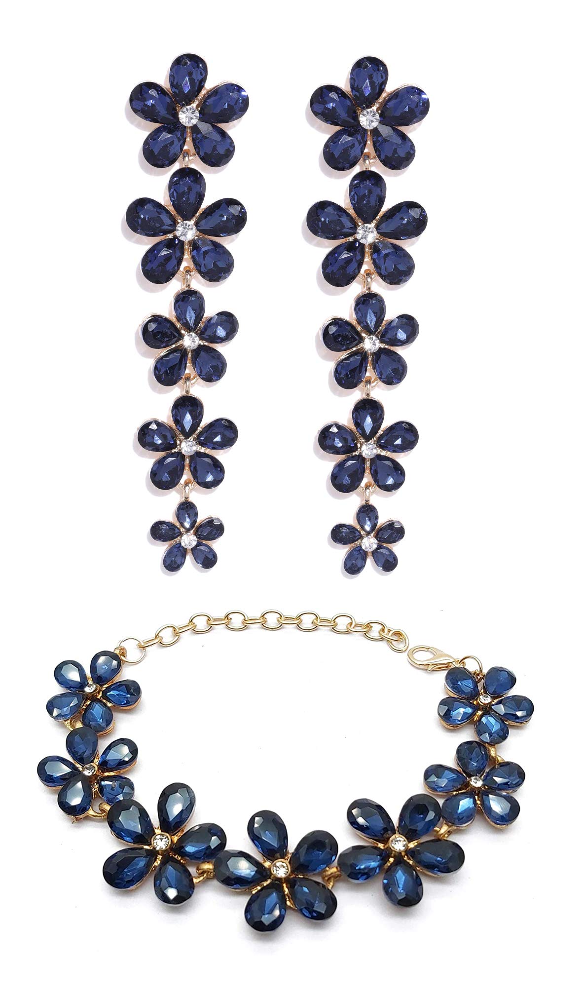 YouBella Jewellery Stylish Crystal Combo Earrings and Bracelet for Women and Girls (Blue) (B0927NFPV8) Amazon Price History, Amazon Price Tracker