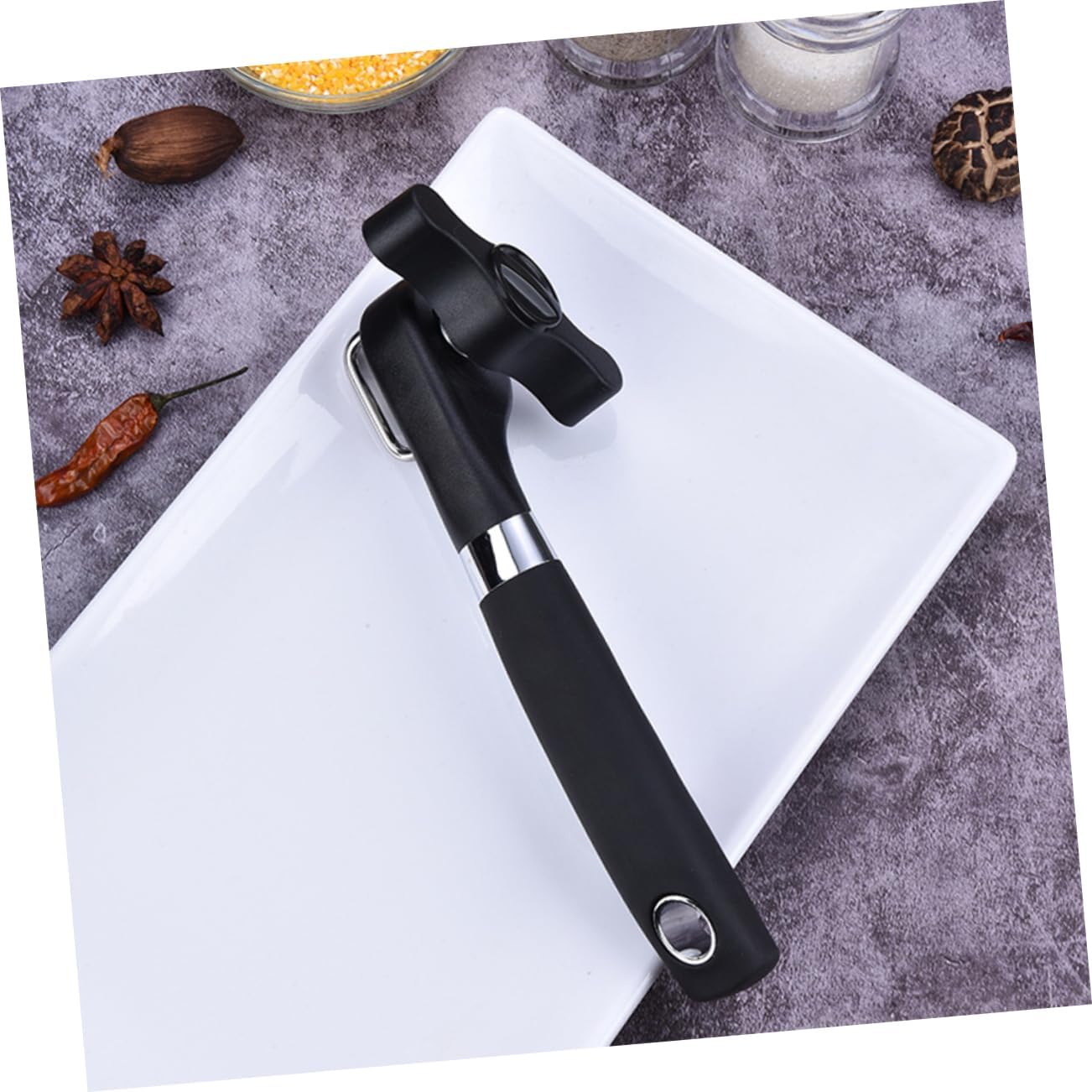 Unomor Stainless Steel Can Opener Safe Grips Professional Bottle Opener for Kitchen Use Easy for All Ages for Home Travel and Outdoor Activities Black