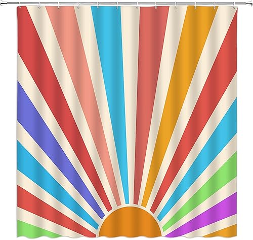 Miniatura 17 de Cortina de ducha a cuadros en blanco y negro, retro, estética, abstracta, de los años 60 y 70, tela hippie para decoración del hogar, juego de Negro