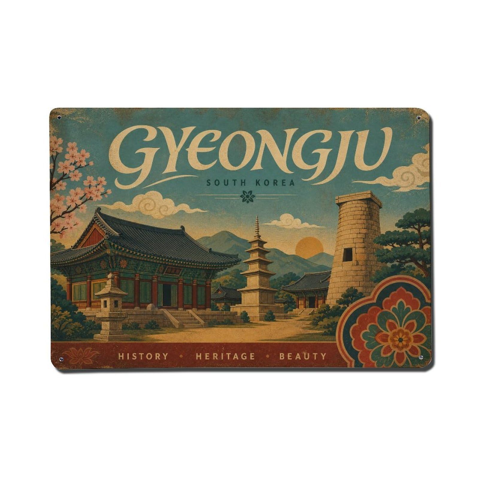 Huiyhb 8X12inch(20X30cm) Vintage Travel Korea Gyeongju Metal Tin Sign