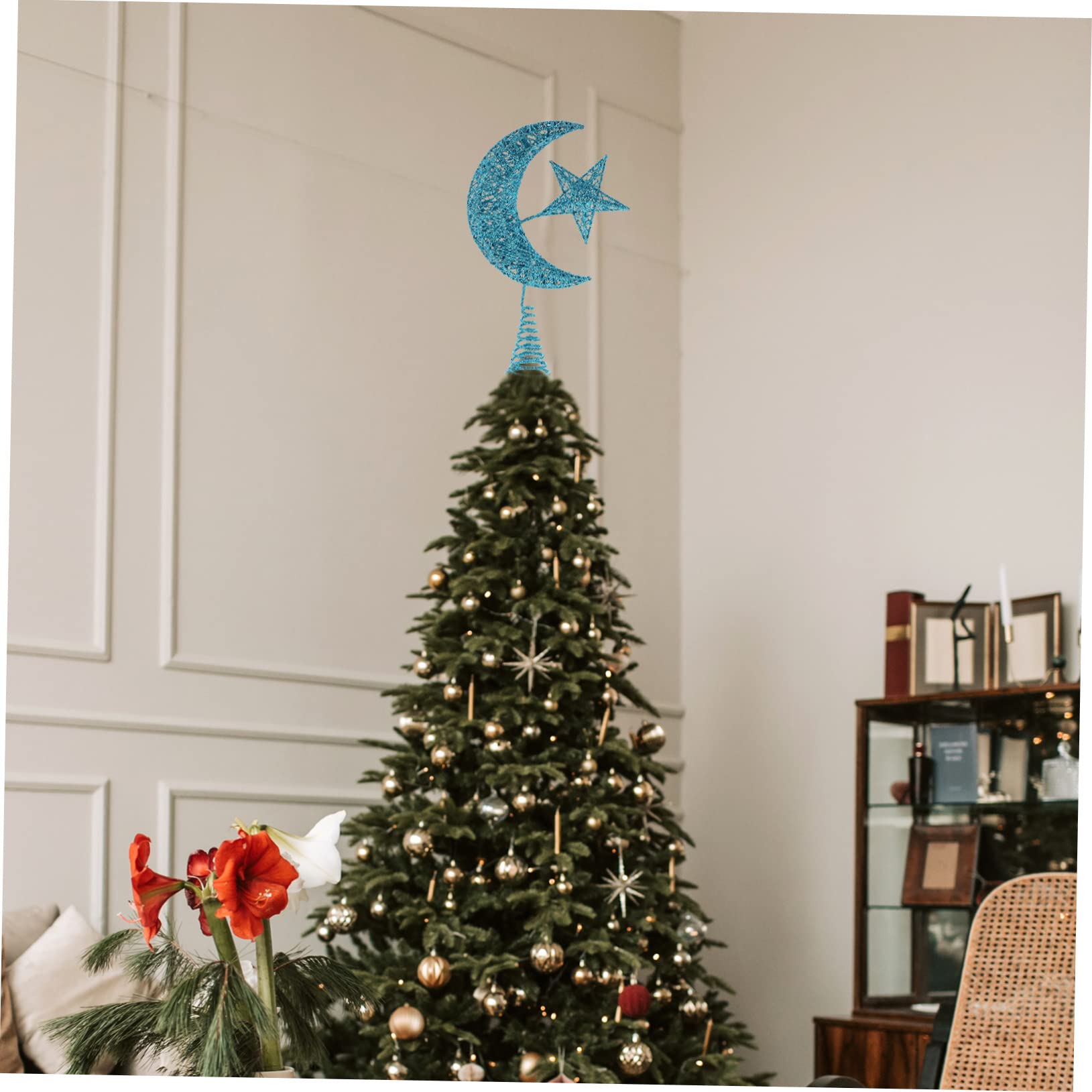Alipis 2pièces Étoile De Noël Décoration Sapin Ornement Scintillant Topper Arbre De Noël Décoration Festive pour Intérieur