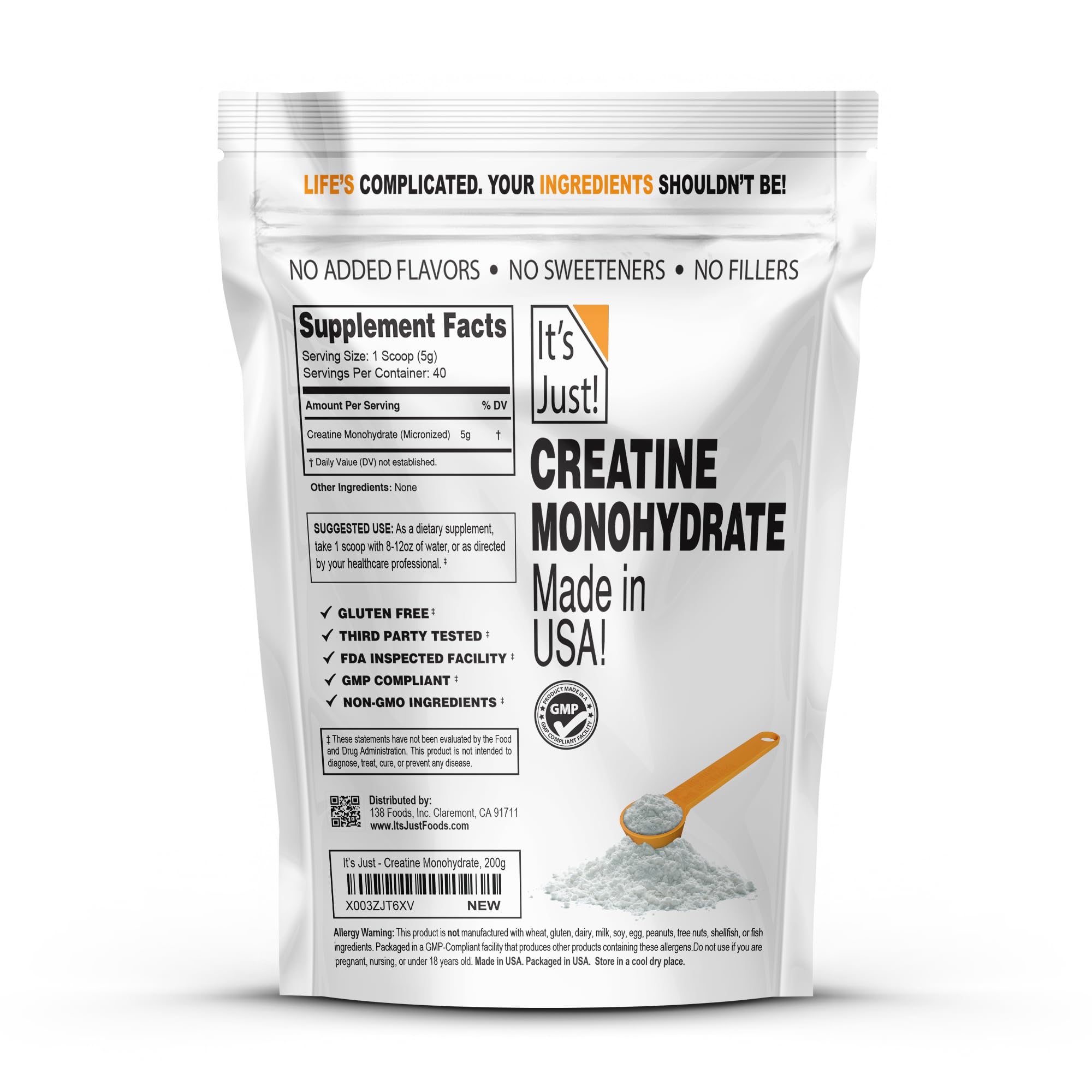 It's Just! - Creatine Monohydrate Powder, Unflavored, 200g / 40 Servings — Amazon image 2