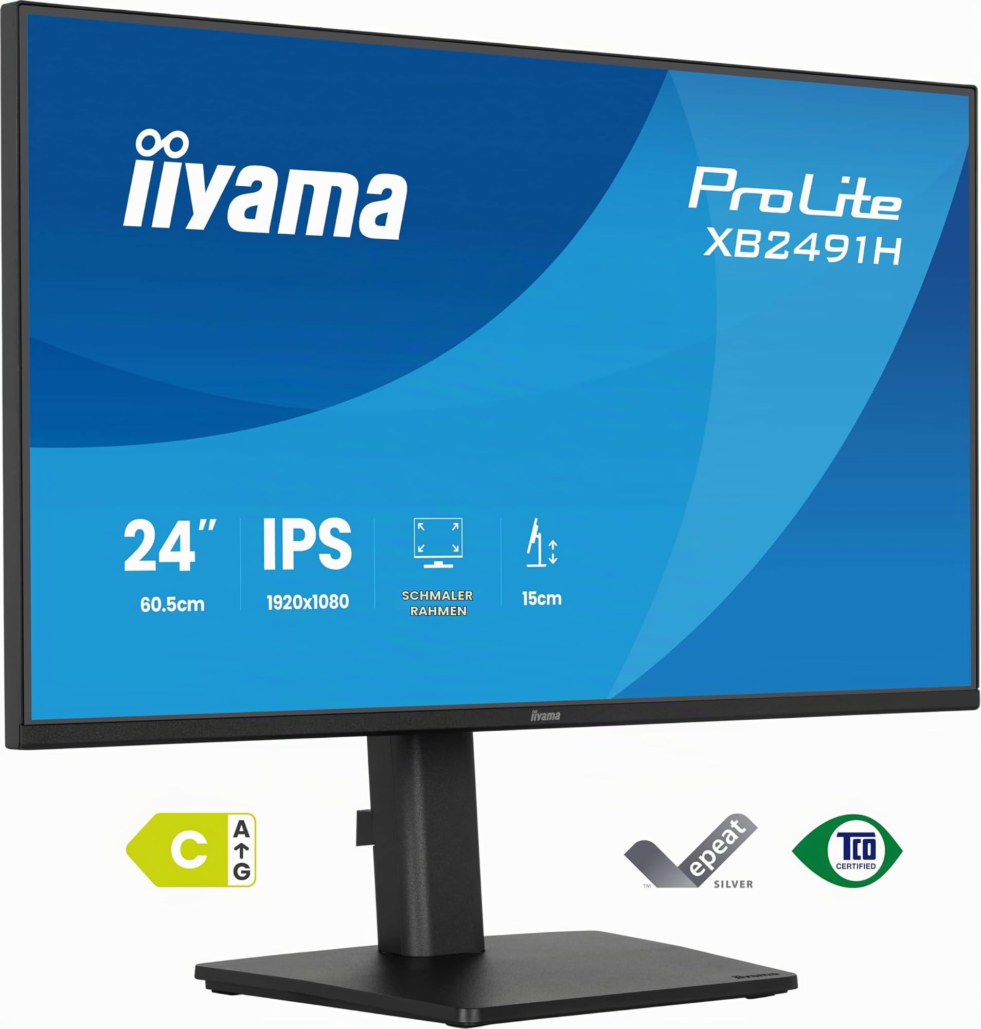 iiyama Prolite XB2491H-B1 60,5cm 24" IPS LED-Monitor Full-HD 120Hz HDMI DP Höhenverstellung Pivot Slim-Line Adaptive Sync Energieklasse C schwarz