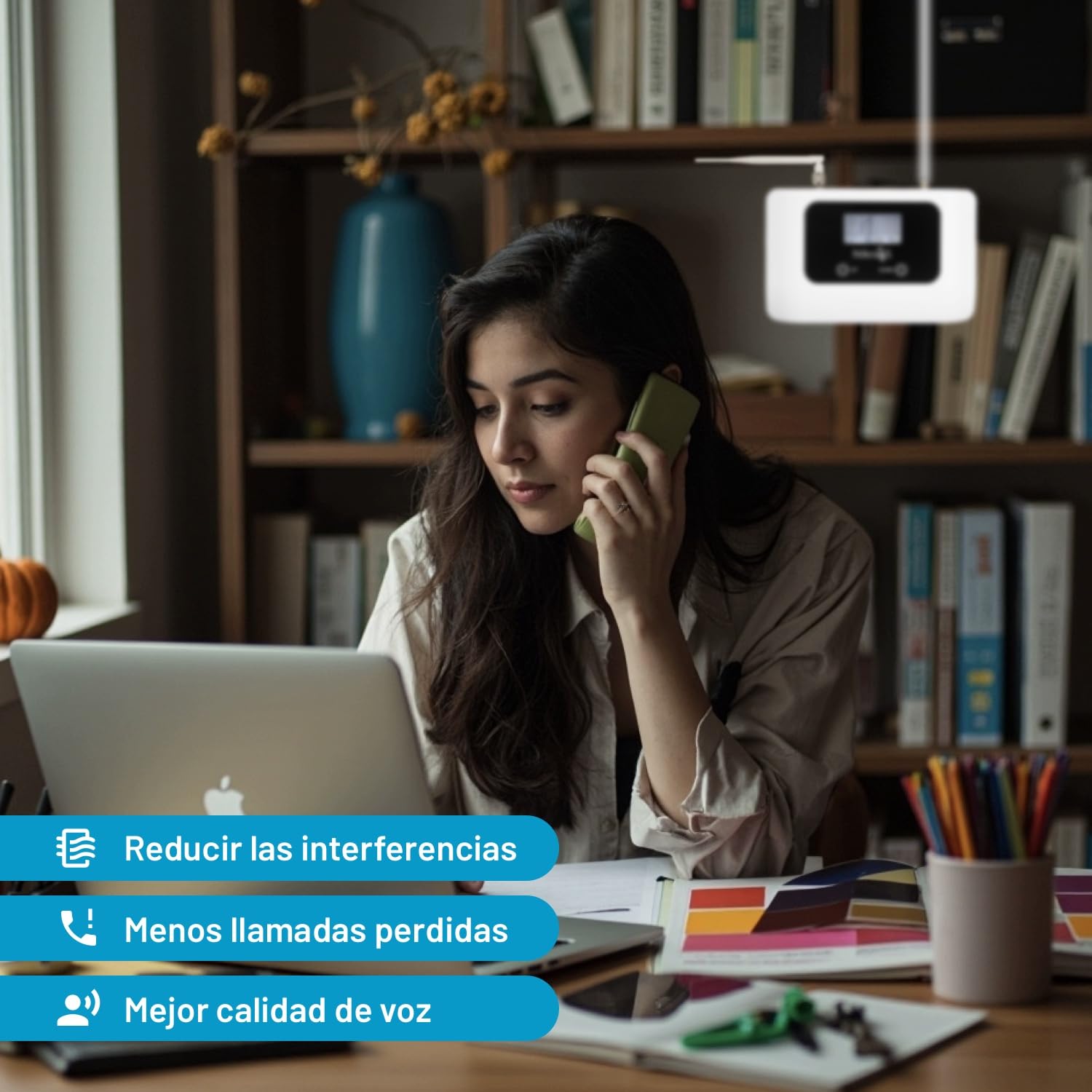Amplificador Señal Movil en Banda 8 (900Mhz), Repetidor gsm para Casa y Oficina, Cobertura de hasta 130 m², Repetidor de Señal Celular Compatible con Vodafone, Movistar, Orange etc
