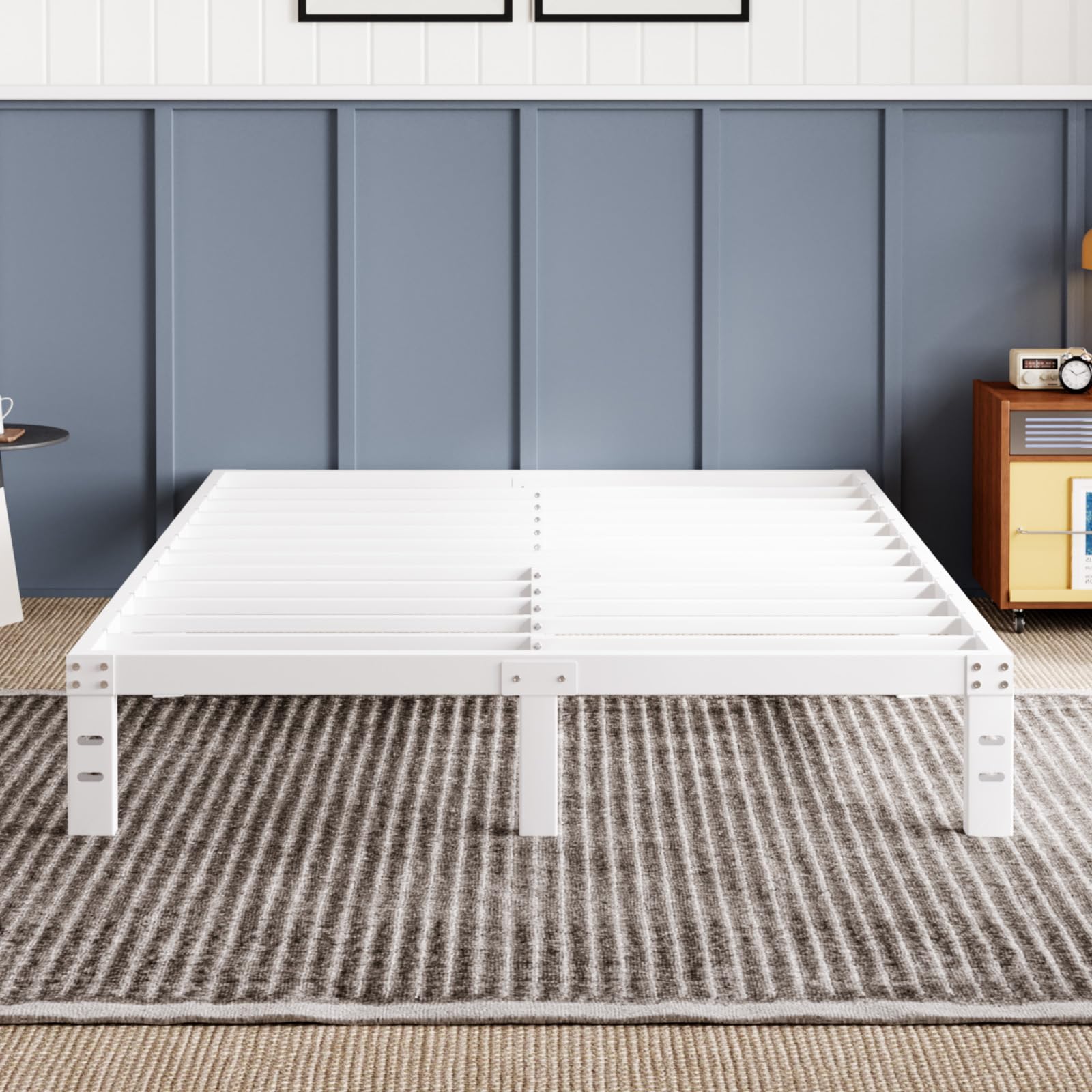 avenco metal platform bed frame queen size 12 inch – noise free quiet design, heavy duty steel support, under bed storage, easy assembly, no box spring needed