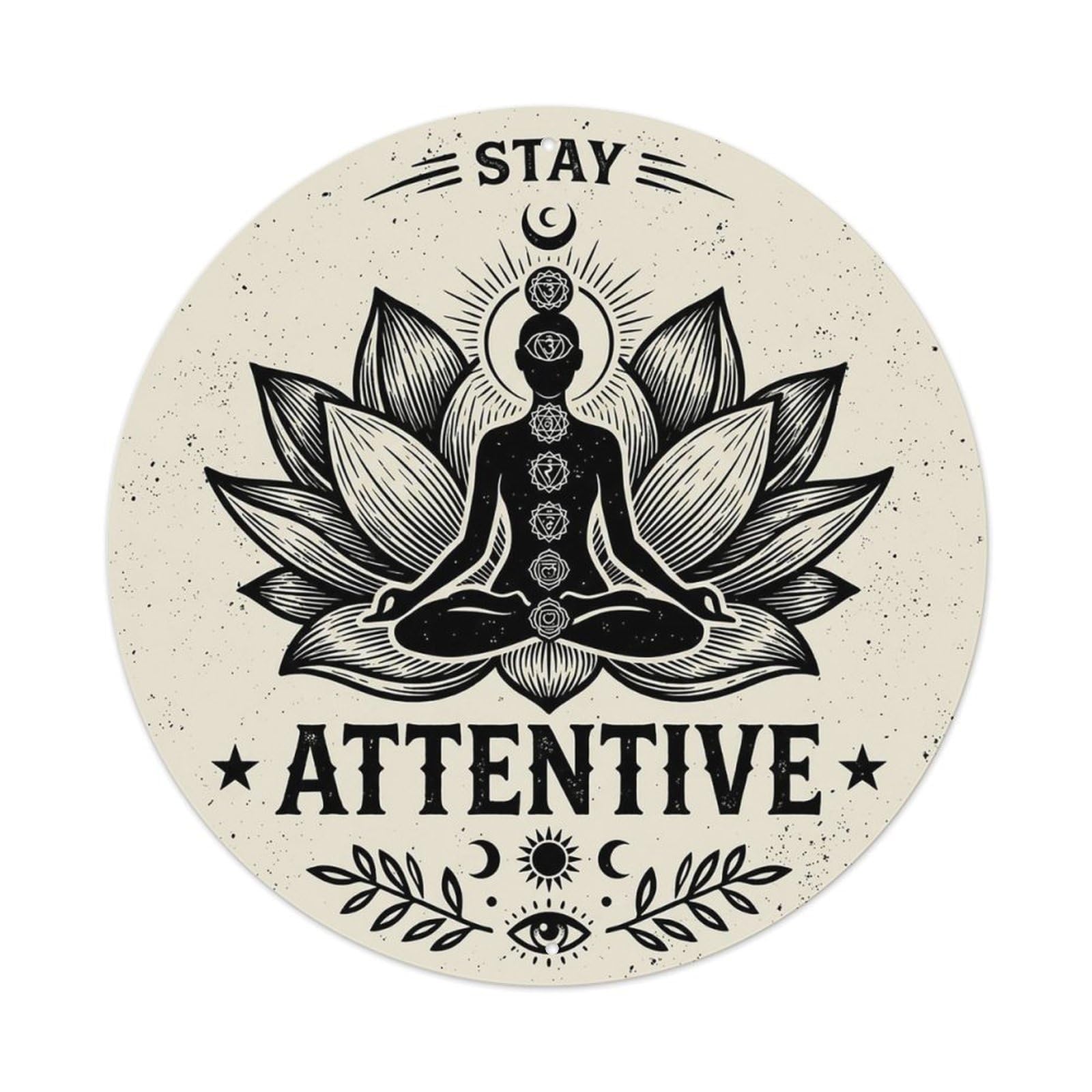 Zen Flower Meditation Den Attentive Metal Tin Sign