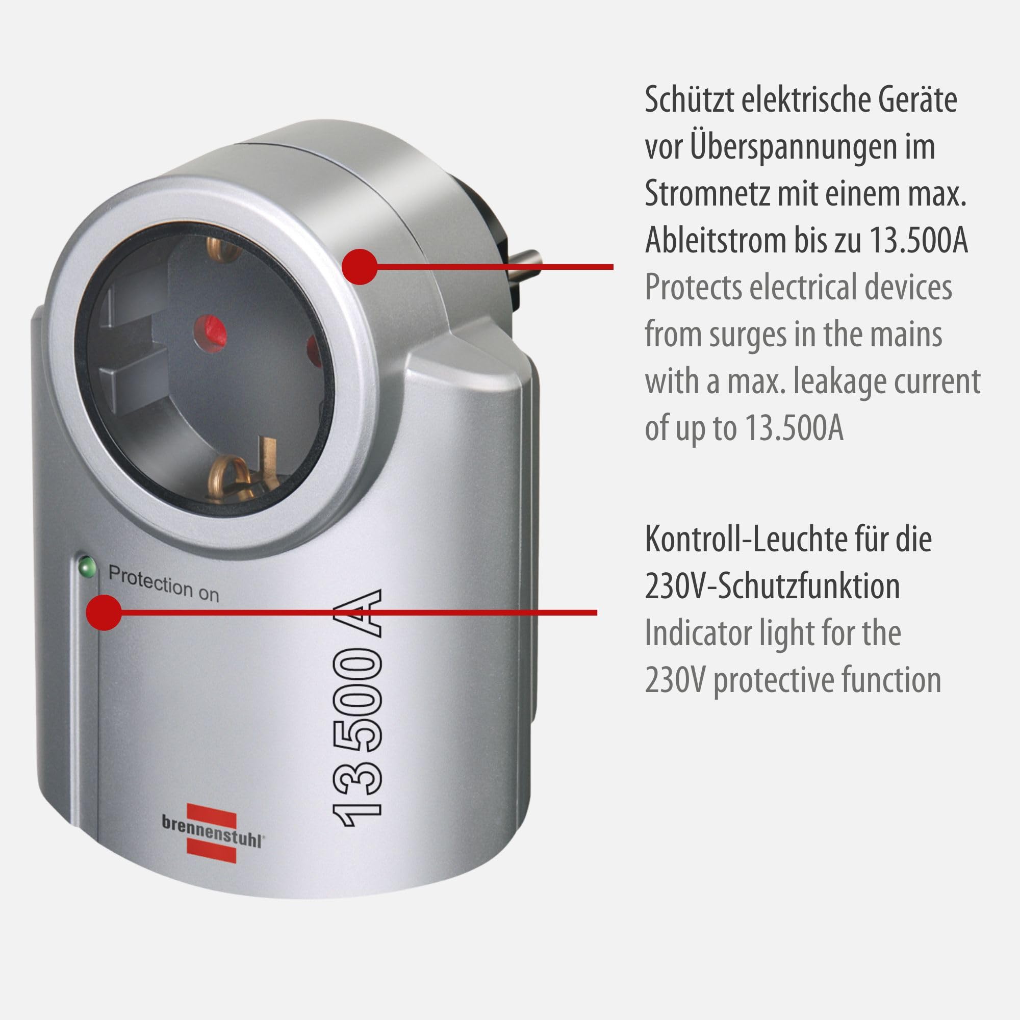 Best Price Square Surge Protected Adaptor, 16A, 230V, DE 1506950 by BRENNENSTUHL