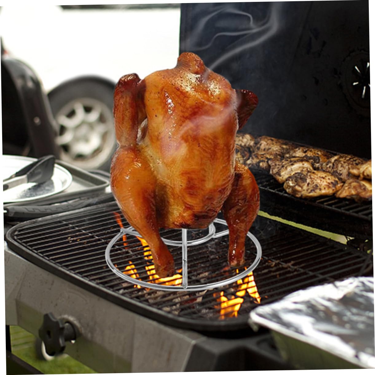 TOYANDONA Lot De 4 Supports De Poulet Rôti pour Barbecue en Acier Inoxydable Argenté