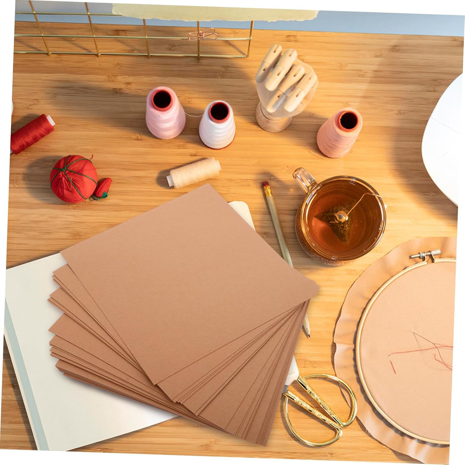 Uonlytech 50pcs Robust Kraft Paper Sheets for Boys and Girls Drawing Kindergarten Art Paper Versatile Sketch Pad for Coloring Painting