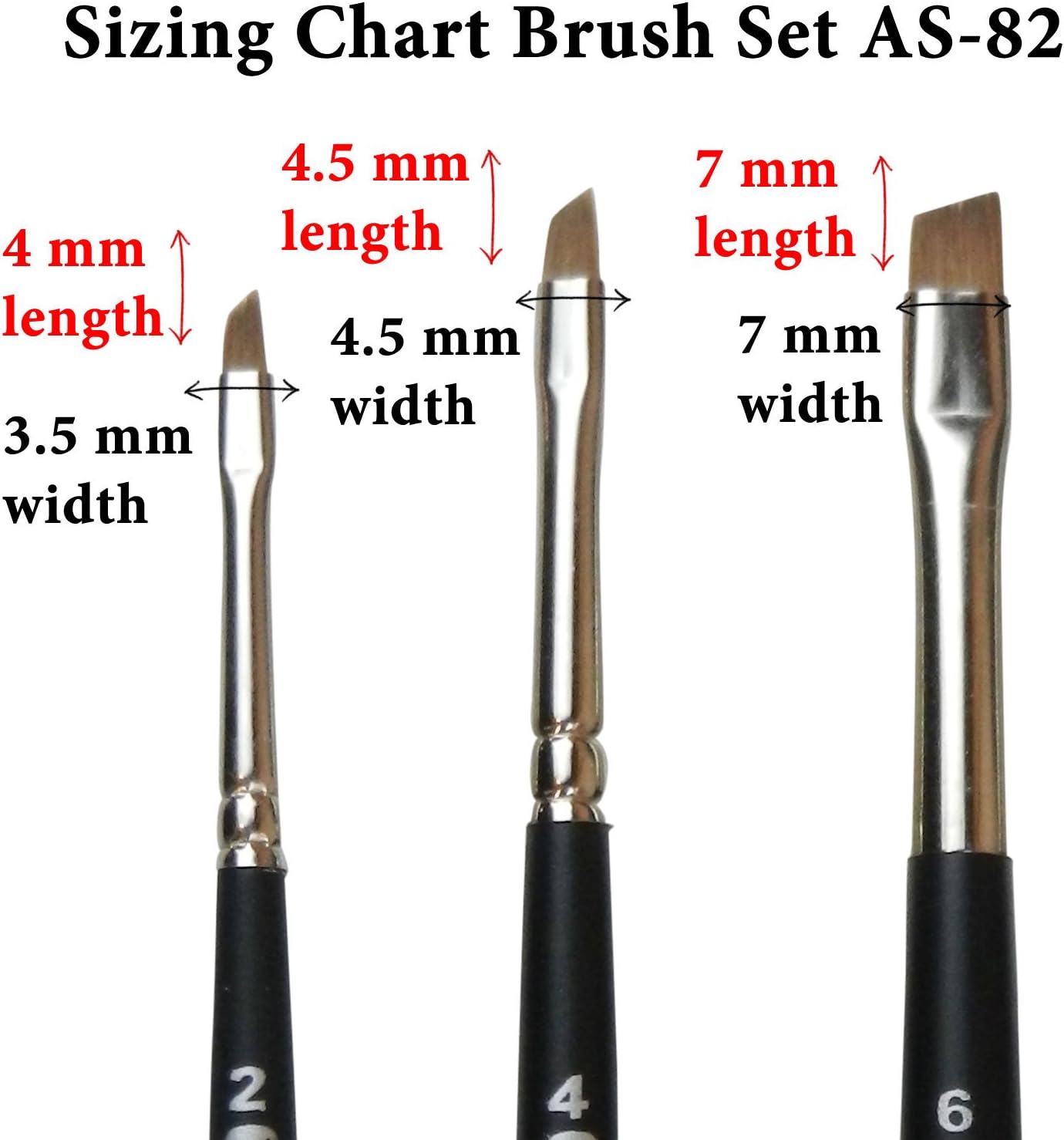 ZEM Brush Kolinsky Pure Sable Artist Brush Set Angle Shaders Sizes 2,4,6