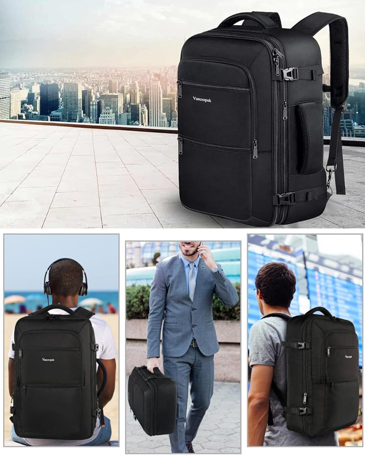 Vancropak Mochila Viaje 30L Expansible