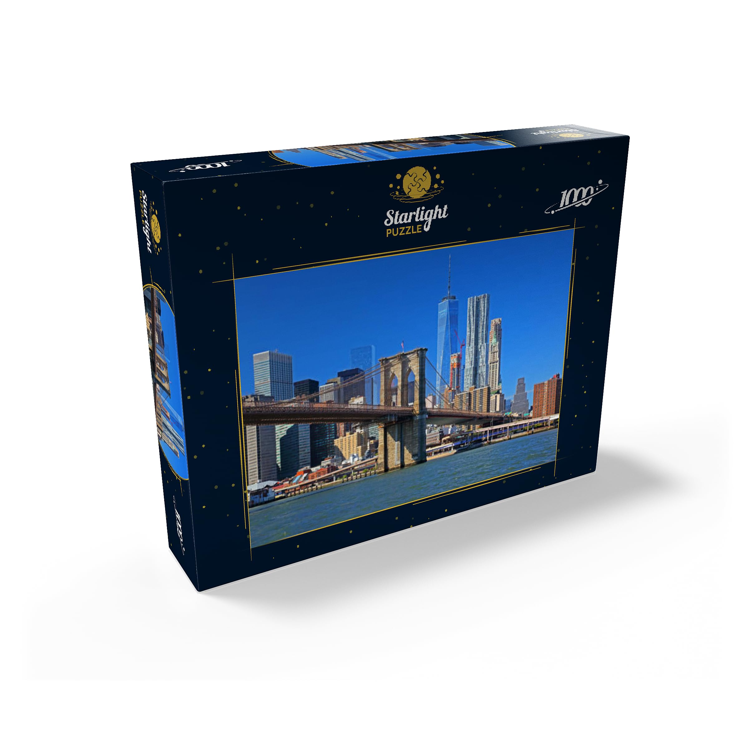 MyPuzzle View to Brooklyn Bridge with One World Trade Center, Manhattan, New York City, USA with Blue Sky – Puzzle de qualité supérieure de 1000 pièces pour adultes