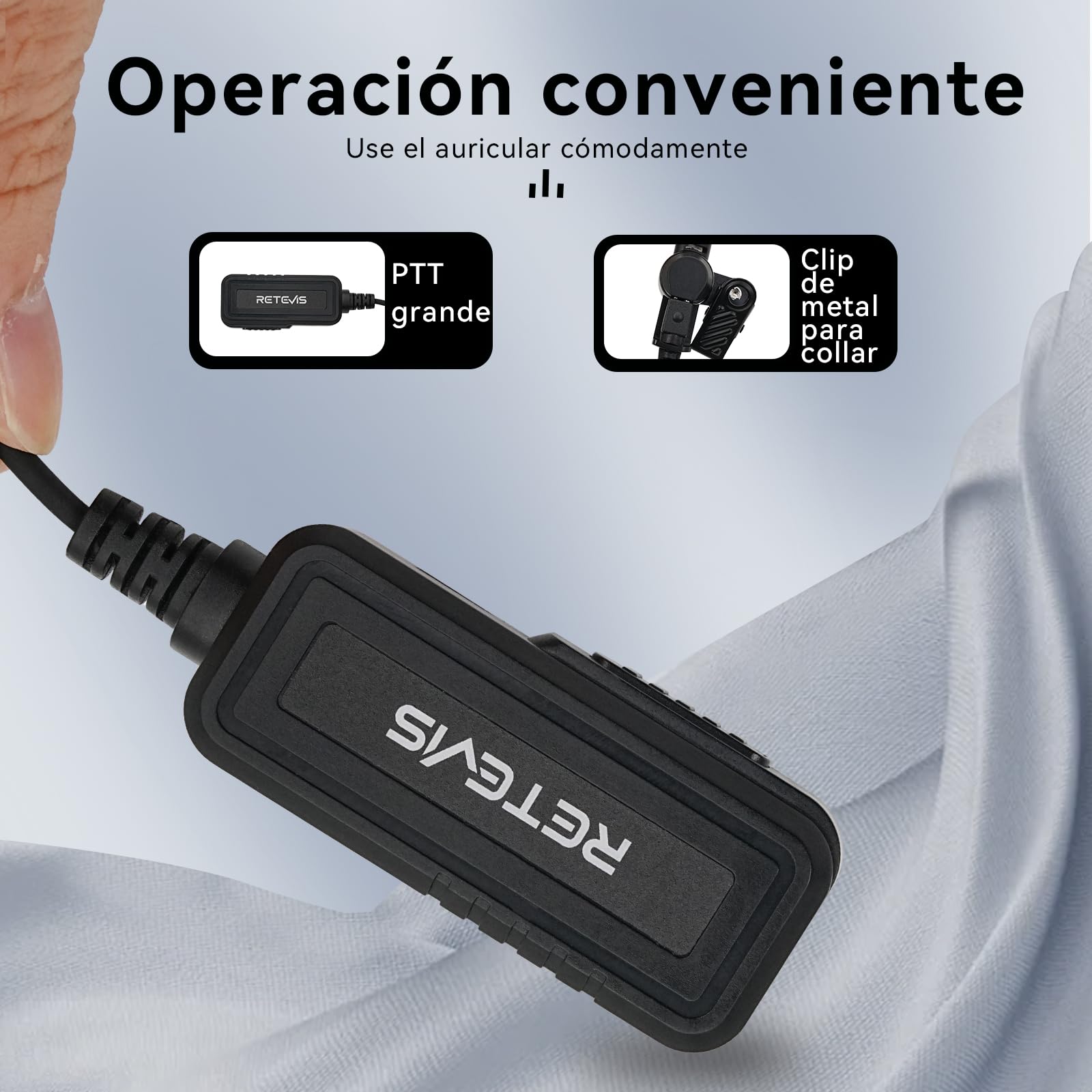 Retevis Cancelación Activa De Ruido Walkie Talkie Auricular, Auriculares con Chip De Reducción de Ruido,Pinganillo Walkie Talkie Compatibles con eSynic RT24 RT27 Radio Auricular(2 Piezas)