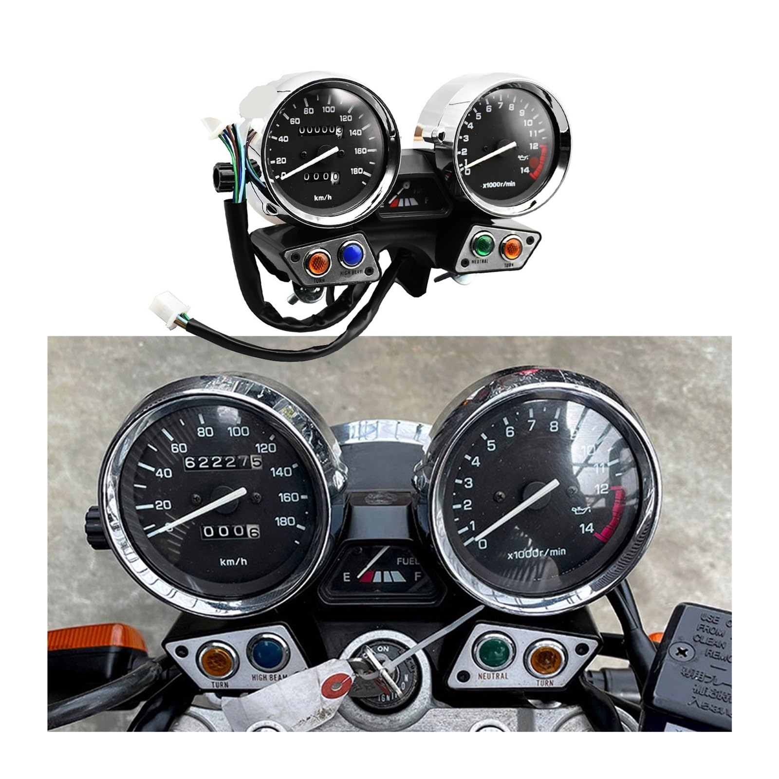 Speedometer Odometer Meter Motorcycle Instrument Assembly Gauges Meter Cluster Speedometer Odometer Tachometer for XJR 400 XJR400 (4HM) 1995-1997