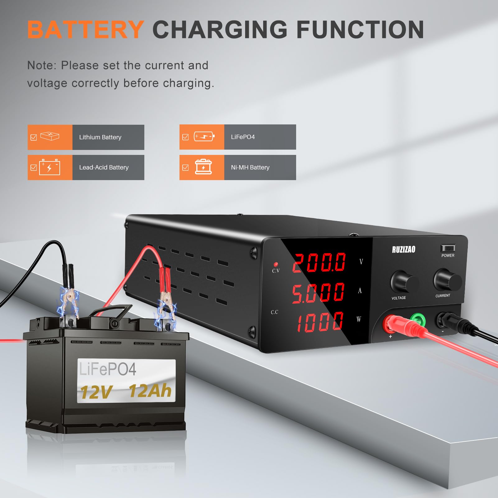 Labornetzteil 200V 5A Labornetzgerät Hochleistungs DC Regelbar Schaltnetzteil 1000W, Labor DC-Stromversorgungen mit 4-stelliges LED-Display Encoderregelung und Ausgangsstabilität