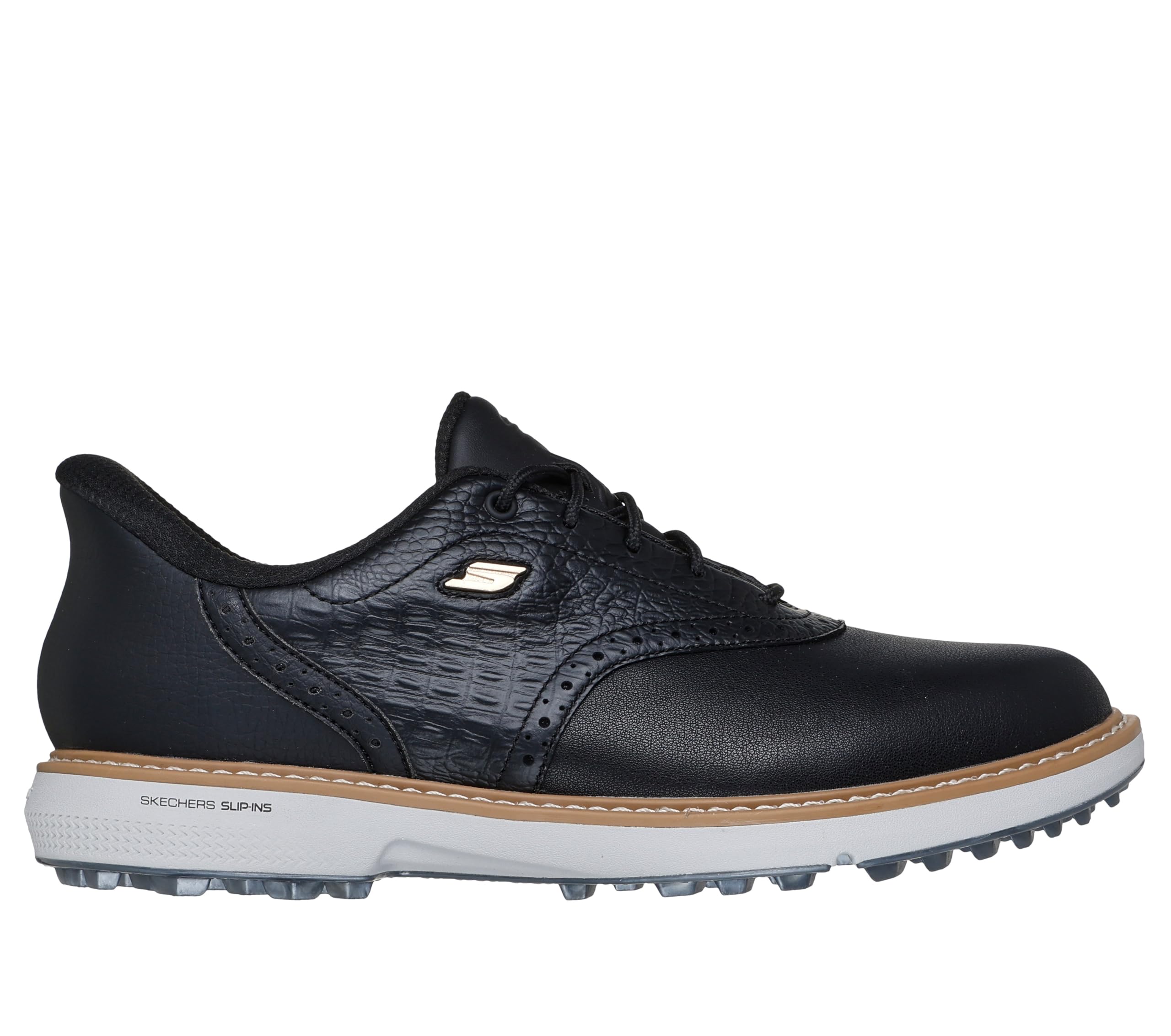 Skechers Golf Women's Prestige Spikeless Slip-in Arch Fit Golf Shoe Sneaker, Black/Gold, 6