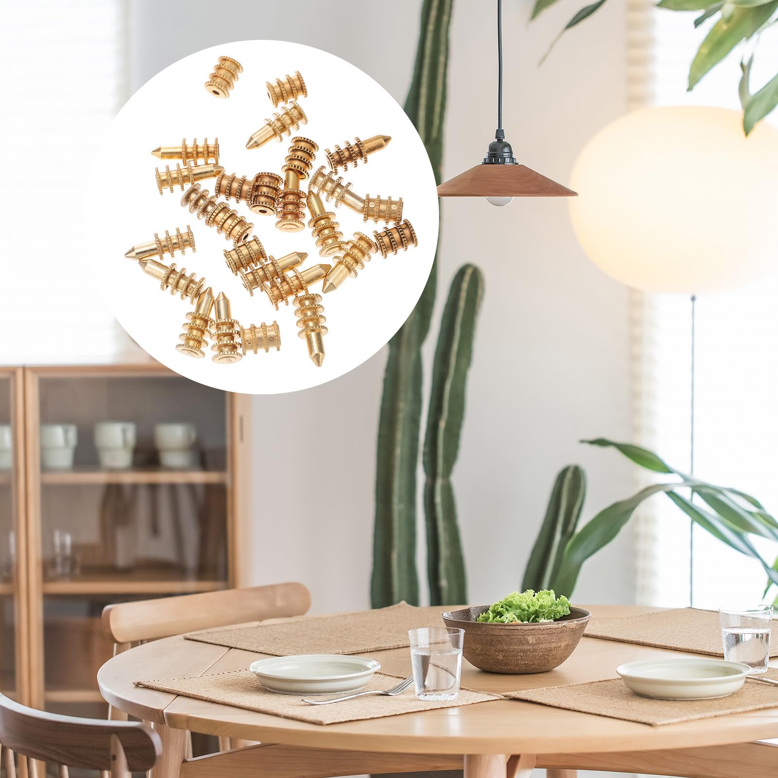 Lurrose 20 Pezzi Perni di Allineamento in Lega di Zinco e Rame Rivestimento Anti-ruggine, Tasselli Metallici per Piani di Tavolo da Pranzo, Facile Installazione