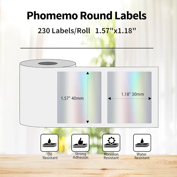 Phomemo Thermal Labels,Holographic Stickers,1.57'' x 1.18'' Multi-Purpose