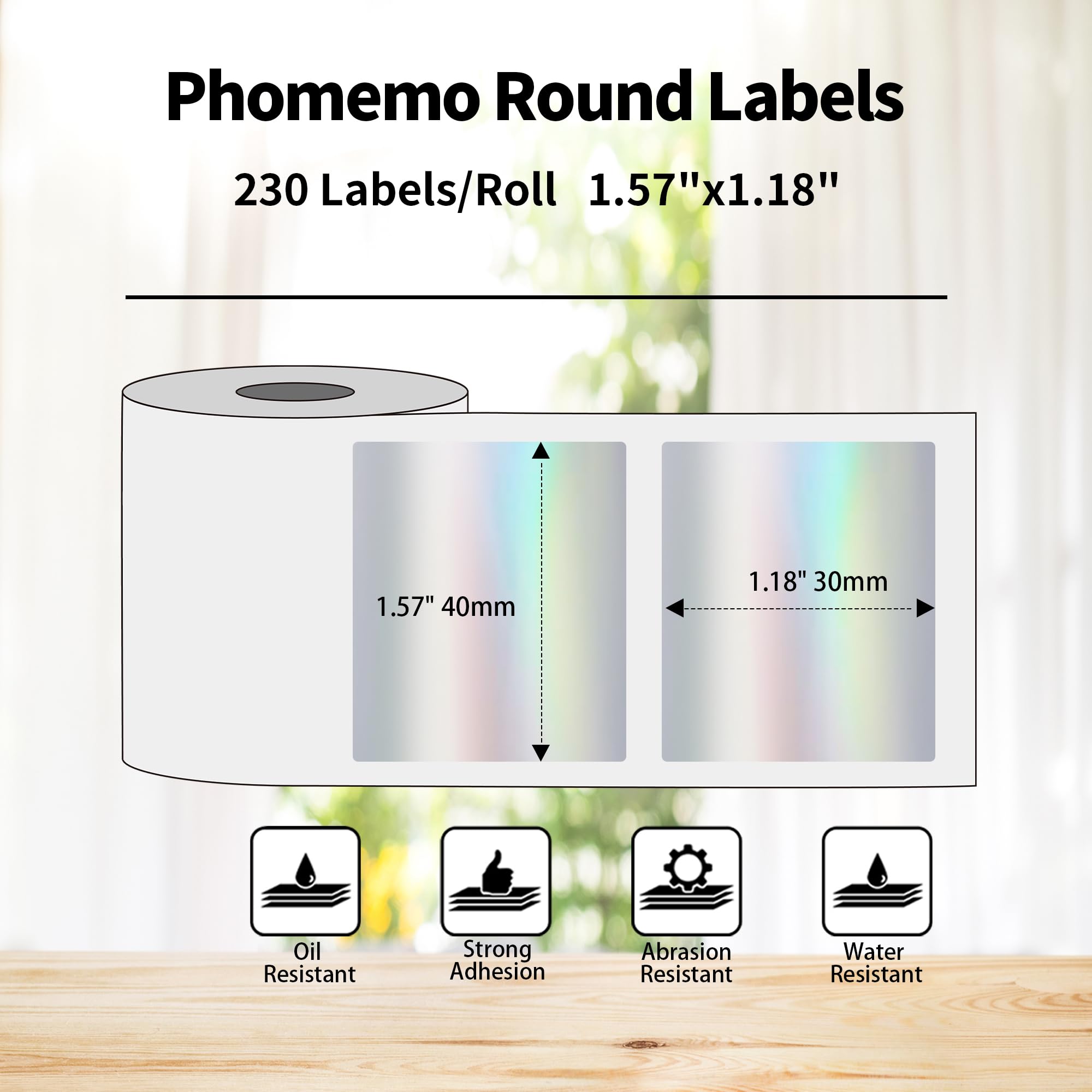 Sticker Papier Phomemo Thermische Labels, Geleidelijke Kleurenstickers, 1,57 x 1,18 Zelfhechtende Multifunctionele Etiketten Voor Doe-het-zelf Streepjescode, Adres, Cadeaulabels, Compatibel Met M220, M110, M108 Waterdichte Etiketten Holografisch