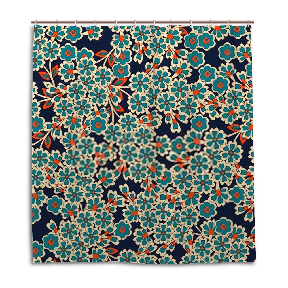 Rideau de douche en polyester de qualité supérieure motif floral éclatant 66x72"