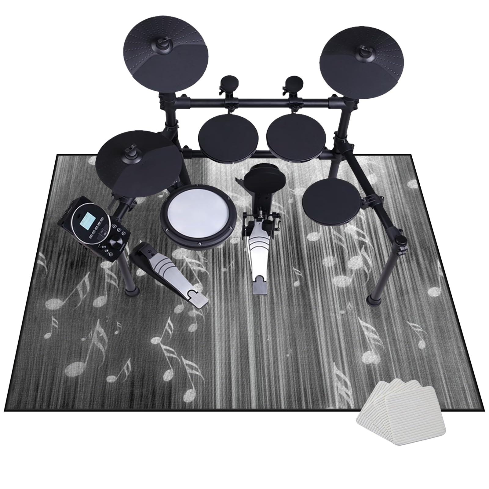 Drum Rug Drum Mat Soundproof Mat | Professional Electronic Drum Mat Anti Vibration Mat | Sound Absorbing Drum Carpet for Bass Drums Snare Electronic Jazz Drum Kit Musical Instrument Mat 100 x 80 cm