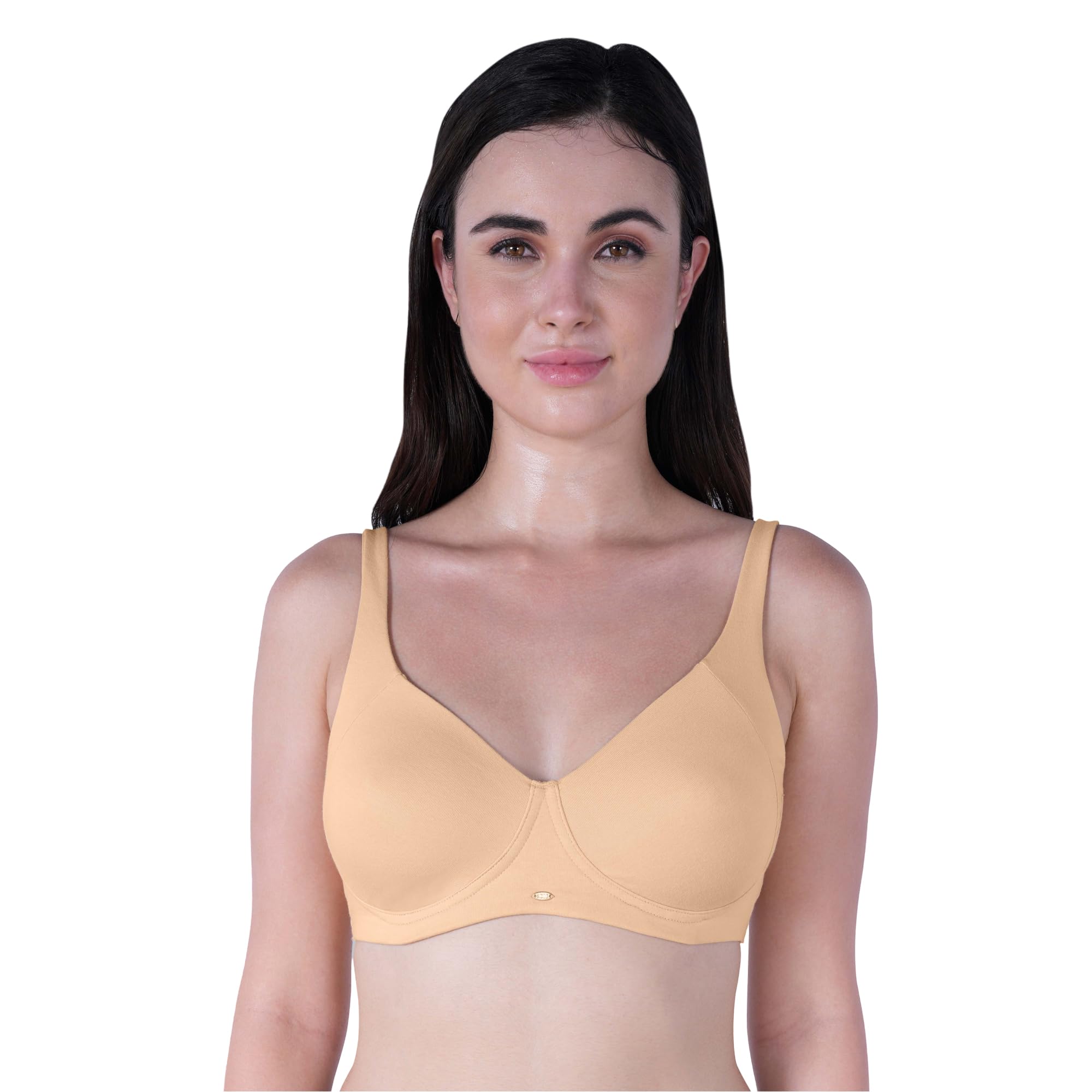 soie Women's Non Padded Non Wired Strech Cotton Full Coverage Moulded Cups T-Shirt Bra-picture-5