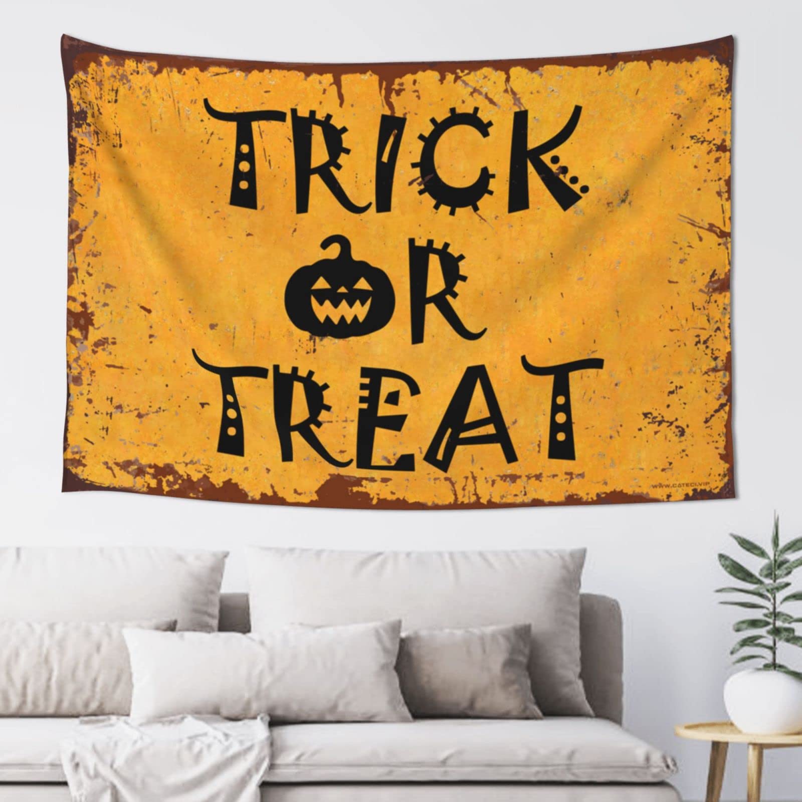 Dsocuiubos Stuff for Your Room Trick Or Treat Pumpkin Halloween Tapestry 2 Aesthetic Room Decor Beer Decorations for Man Cave (Size : 75X100CM)