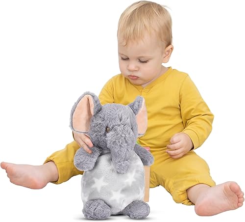 CHILDLIKE BEHAVIOR Animales de peluche de elefante, peluche gris con orejas forradas de satén, tamaño pequeño, ultra suave, lavable, compañero