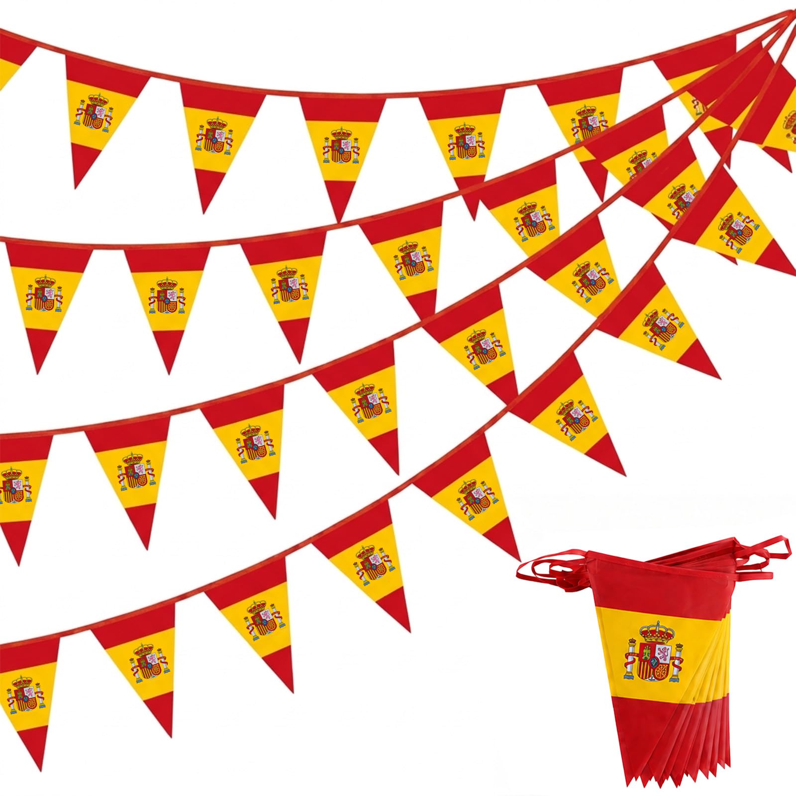 HOMAVEL Spain Flag Bunting España Bunting 10m 30 Triangle Flags 14x21cm - Spain Flag Bunting España Banner for World Cup, European Championship, Pub & Garden Party Sports Decoration — image 1
