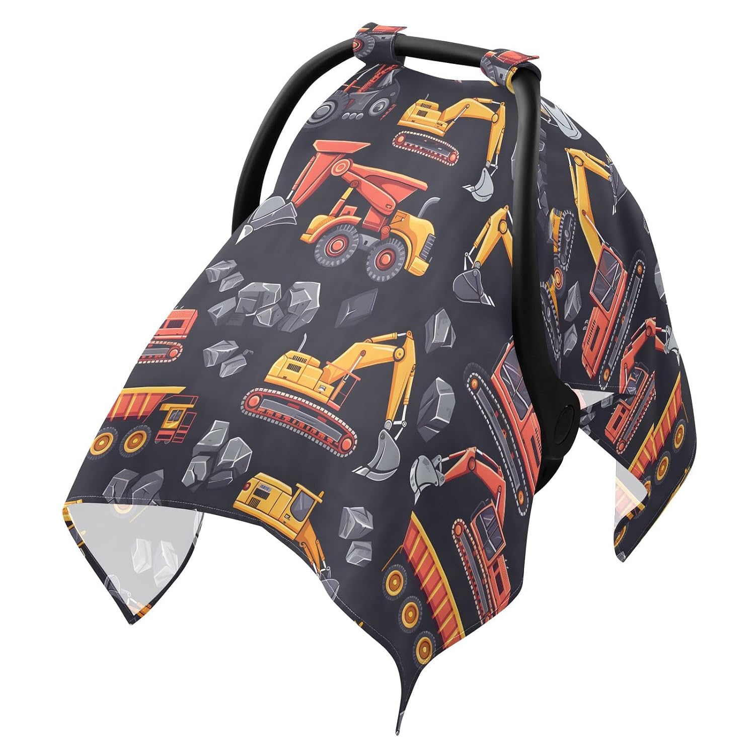 Excavator Infant Car Seat Cover Baby Stroller Carseat Covers Canopy Boys Girls Muslin Breathable Soft Lightweight Sun Shade Universal Fit