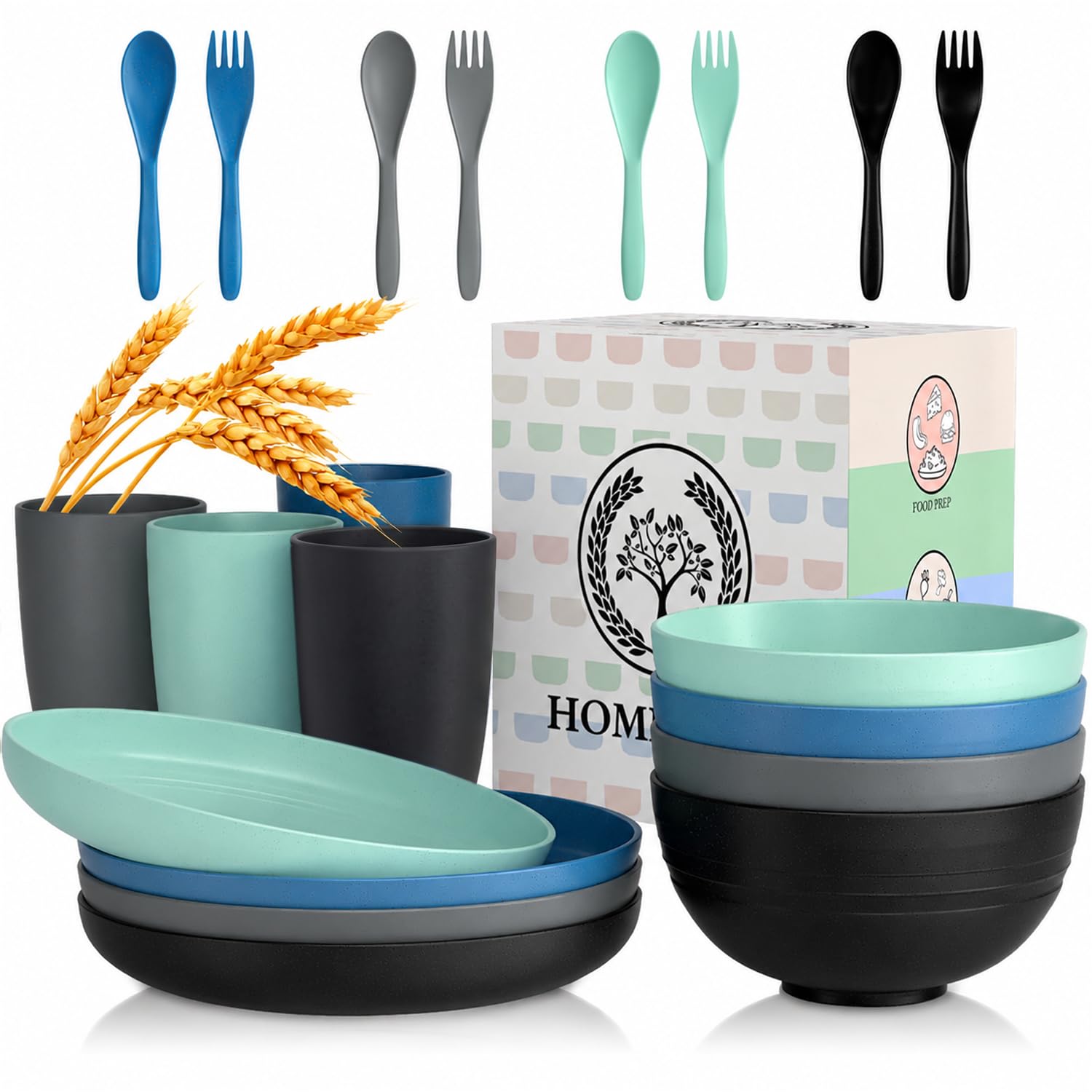 Homienly Wheat Straw Dinnerware Set - 20 Pieces -24