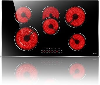 30 Inch Electric Cooktop HobsirBuilt in Size 29.14inch x 9.3inch, 5 Burner Electric Stove Top 8400W, 220V Hardwired Built-in Cook top, Dual Ring & Oval Burners Touch Control, Fits All Cookware