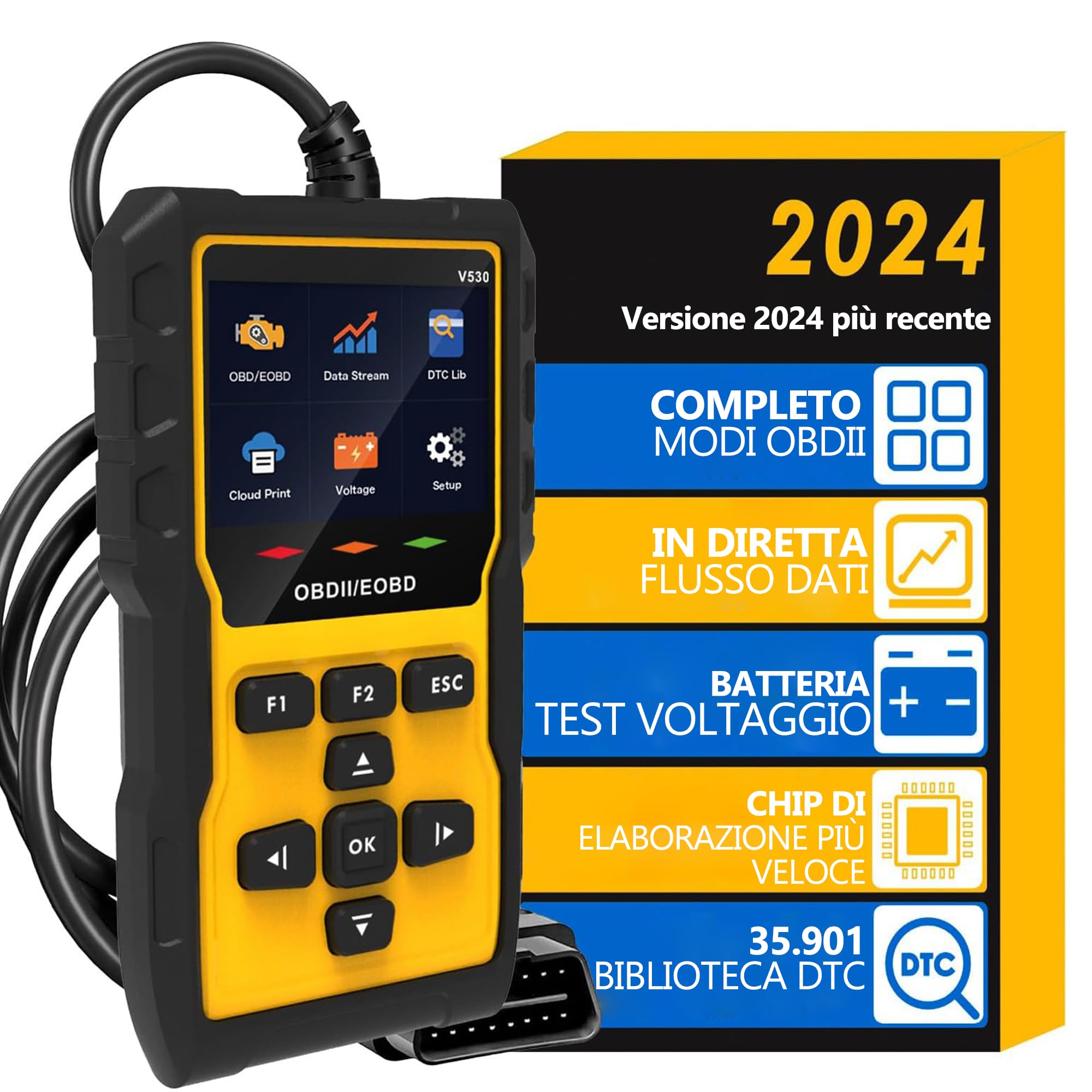 OBD2 Auto Diagnostica, 35900 Code Banca Dati, OBD Diagnostica in italiano, Adatto per Maggior Parte Auto