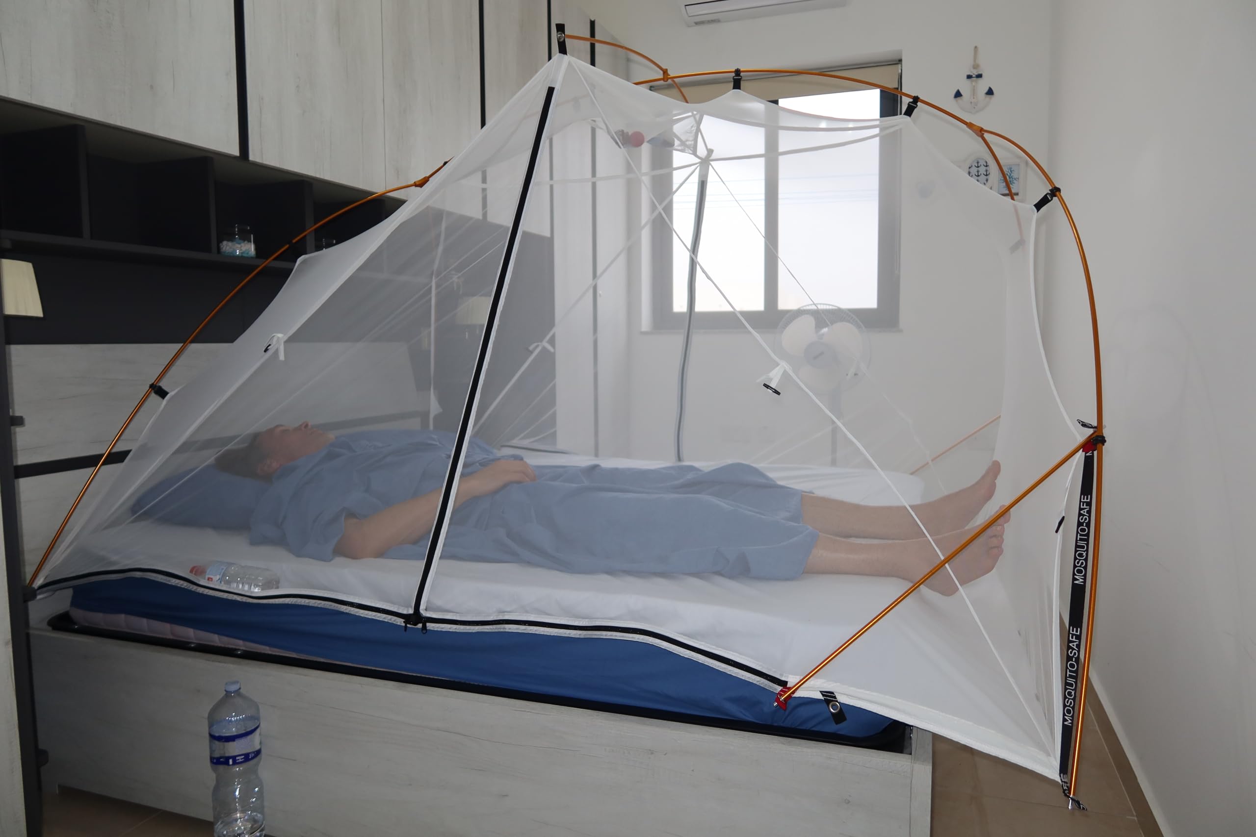 Moskitonetz für Reisen für Einzel- sowie Doppelbett anpassbar in Länge und Breite an jedes Bett Schutz vor Bettwanzen durch Imprägnierung extra-lang für große Personen patentiert