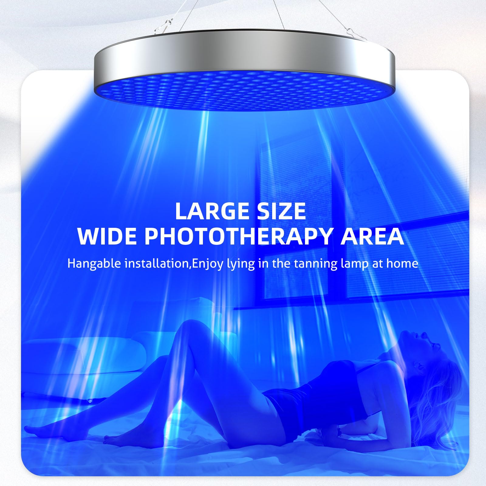 Solarium para el hogar, 460 NM, lámpara de bronceado redonda portátil con 250 ledes, 50 W, soporte ajustable y gancho para colgar, bronceador facial para el hogar para el cuerpo
