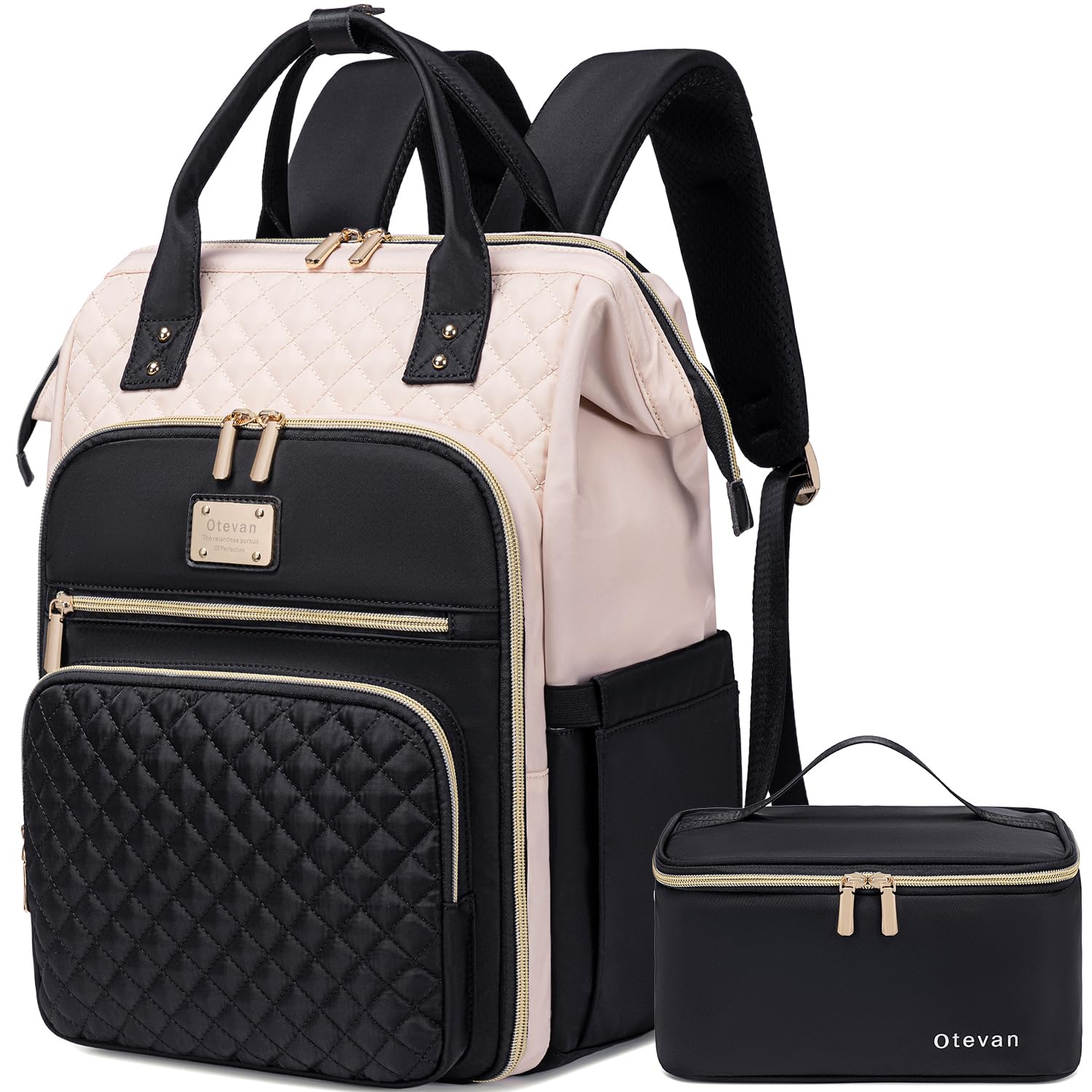 Otevan Lunch Backpack for Women, 15.6 inch Laptop Backpacks for Womens, Work Backpacks with Lunchbox,Insulated Back pack Cooler,Teacher Nurse Travel