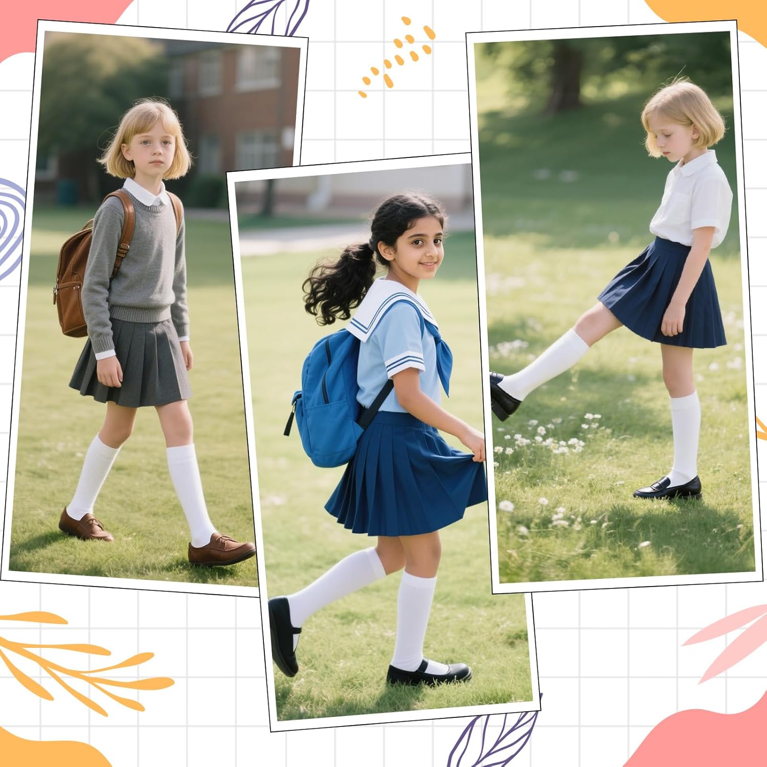 Cozypower 4 Pairs Calf Knee High Sock for Girl Kid Boy, Cotton School Uniform Unisex Solid Seamless Sock for Dress - Image 5