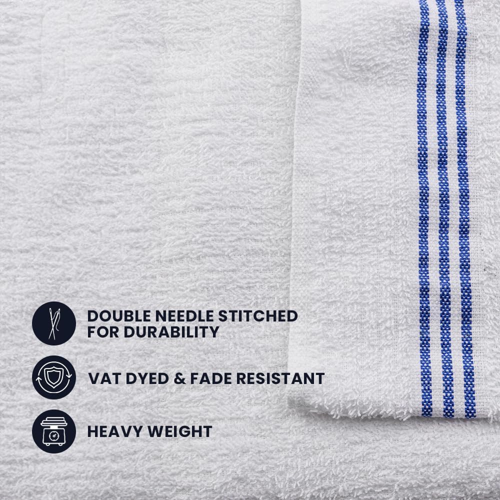 Three Stripe Extra Large Bath Sheets 30 x 60 Pack of 60 – 100% Cotton 5 Dozen Bulk Pool Towels – Ultra Soft, Highly Absorbent, Durable & Fade-Resistant – Perfect for Hotels, Resorts, Spa & Water Parks