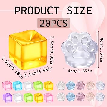 20PCS Mini Cube Squeeze, Cat Paw Squeeze and Fidget Squeeze, Stress Mini Sensory for Party Favors, Friend Gift