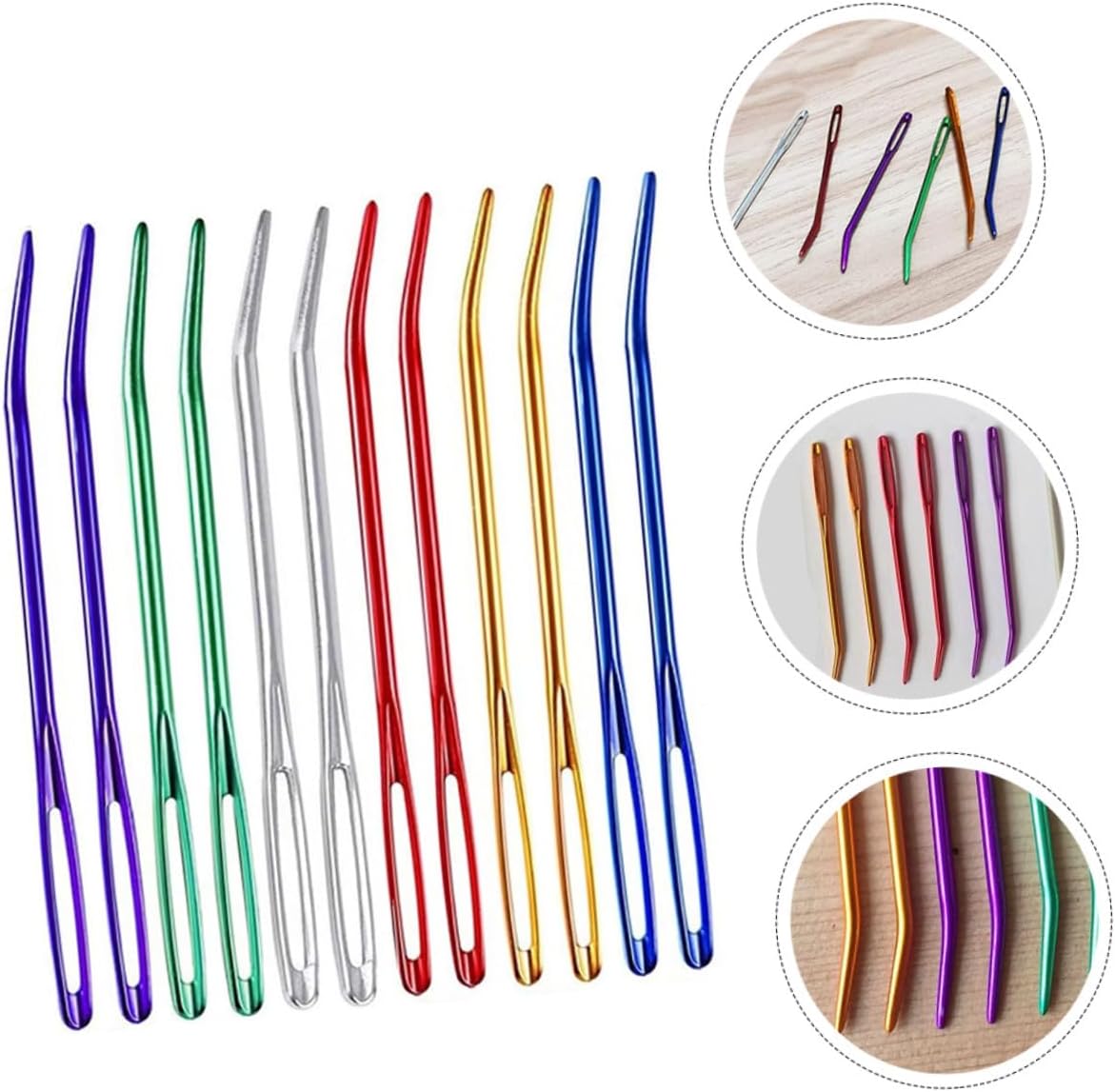 GRIRIW 12pcs Safety Yarn Needles Bent Darning Needles Mixed Colors Wear-Resistant for Knitting and Tapestry Crafts Random Color
