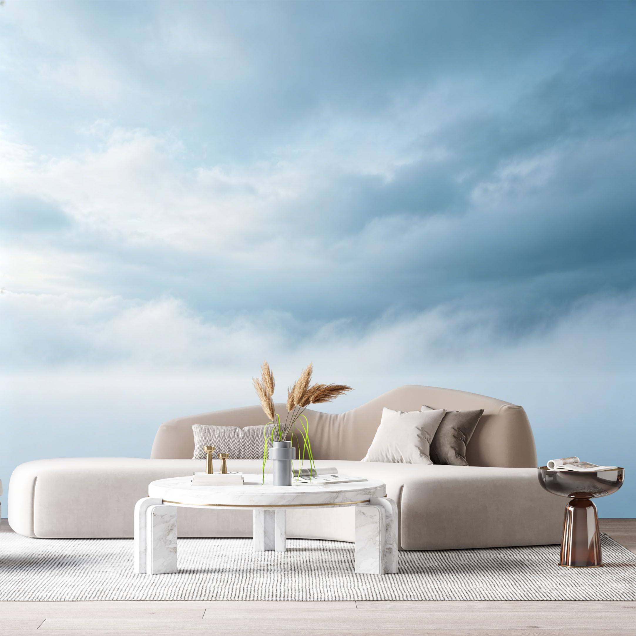 Custom Size Wall Murals Soft Sky Landscape Minimalist Clouds Horizon SelfAdhesive Wall Fabric Removable Large Wallpaper for Photo Living Room